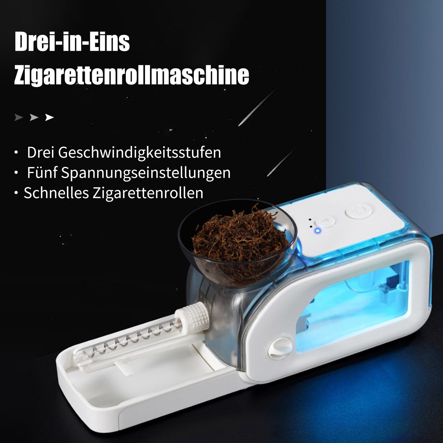 Refttenw Drehmaschine Zigaretten Elektrische- Ø 8,0/6,5/5,5 mm, Mit transparentem Motorgehäuse & Auffangschale