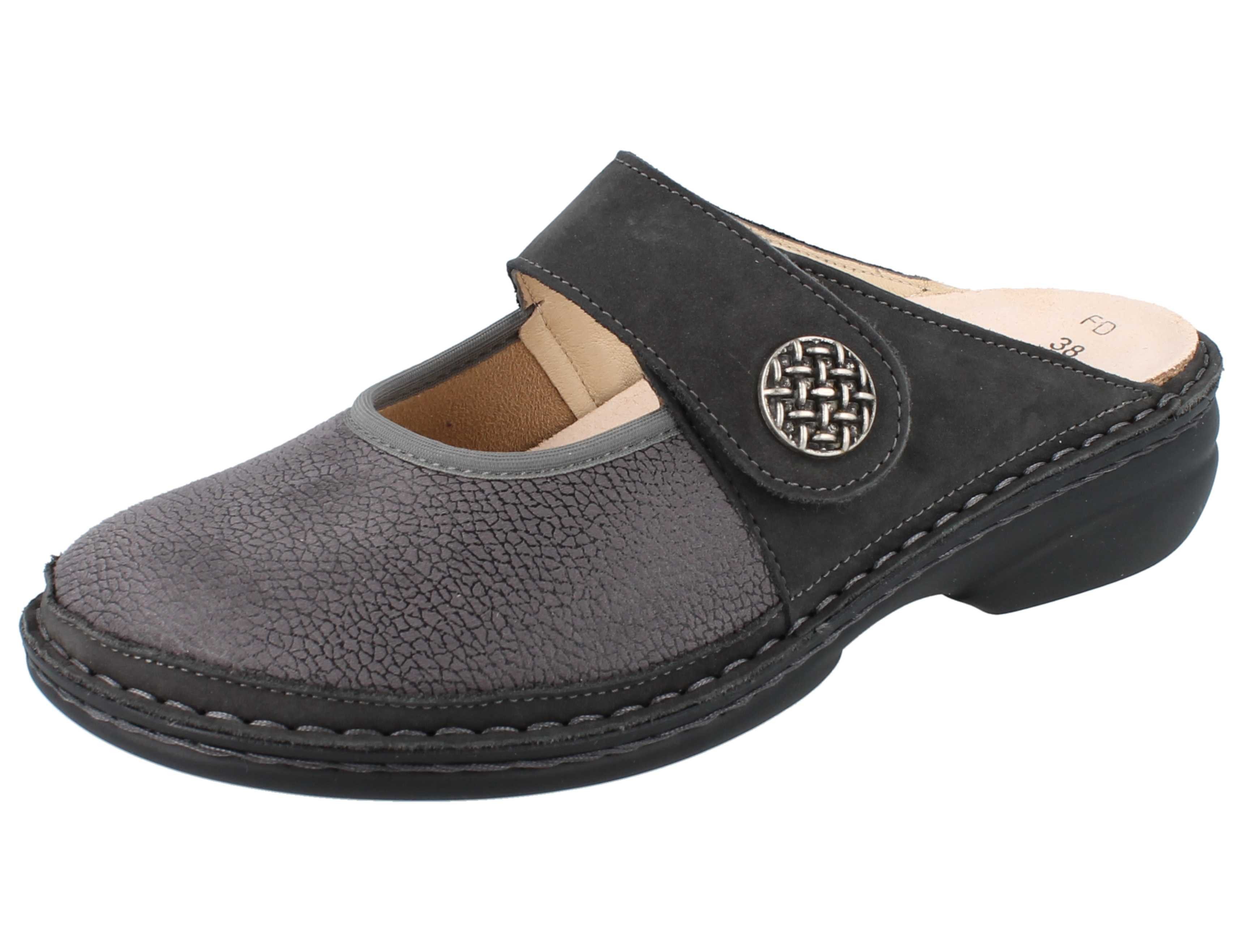 Finn Comfort FINN COMFORT Asinara Damen Clog dunkelgrau Nubukleder Stretch - Clog Wechselfußbett