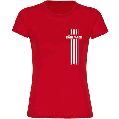 multifanshop T-Shirt Damen Dänemark - Streifen - Frauen