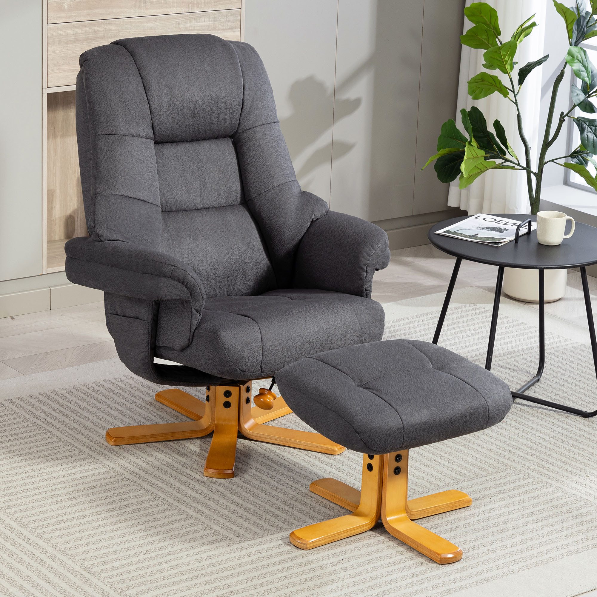 Duo Collection TV-Sessel Bordeaux, mit Hocker und Relaxfunktion, 360 Grad drehbar