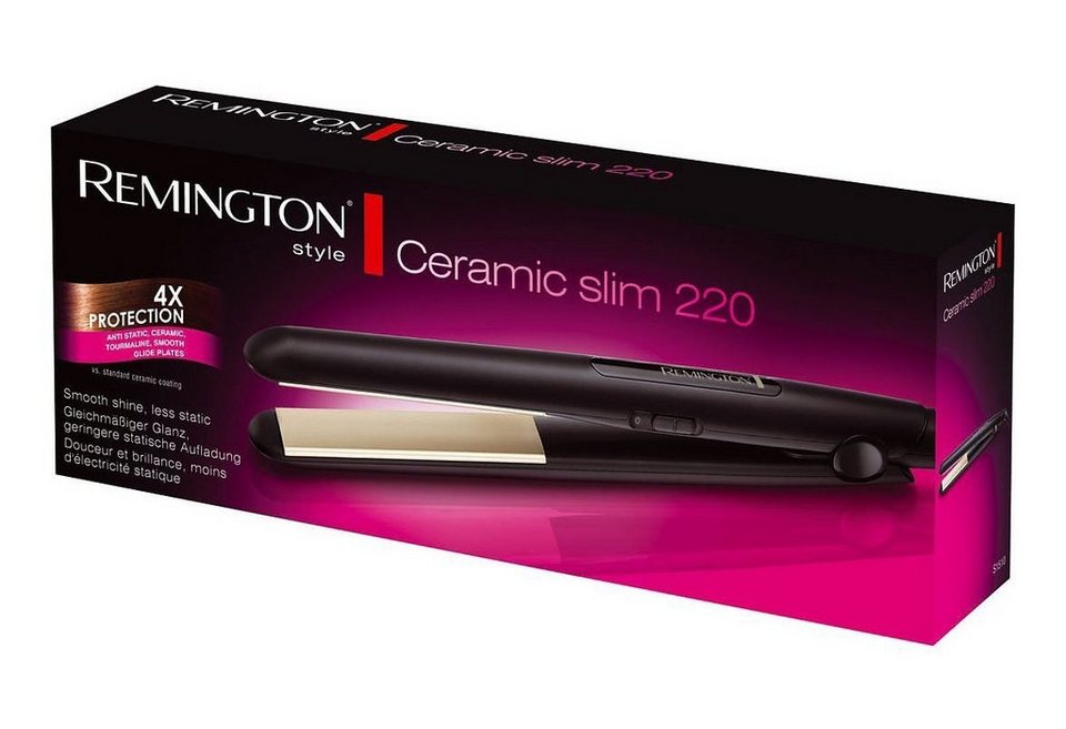 Remington Glätteisen S1510 Keramik-Turmalin-Beschichtung, mit 4-facher  Schutzwirkung für ein schonendes Styling und extra Glanz, Federnd gelagerte  Stylingplatte für gleichmäßigen Druck auf das Haar