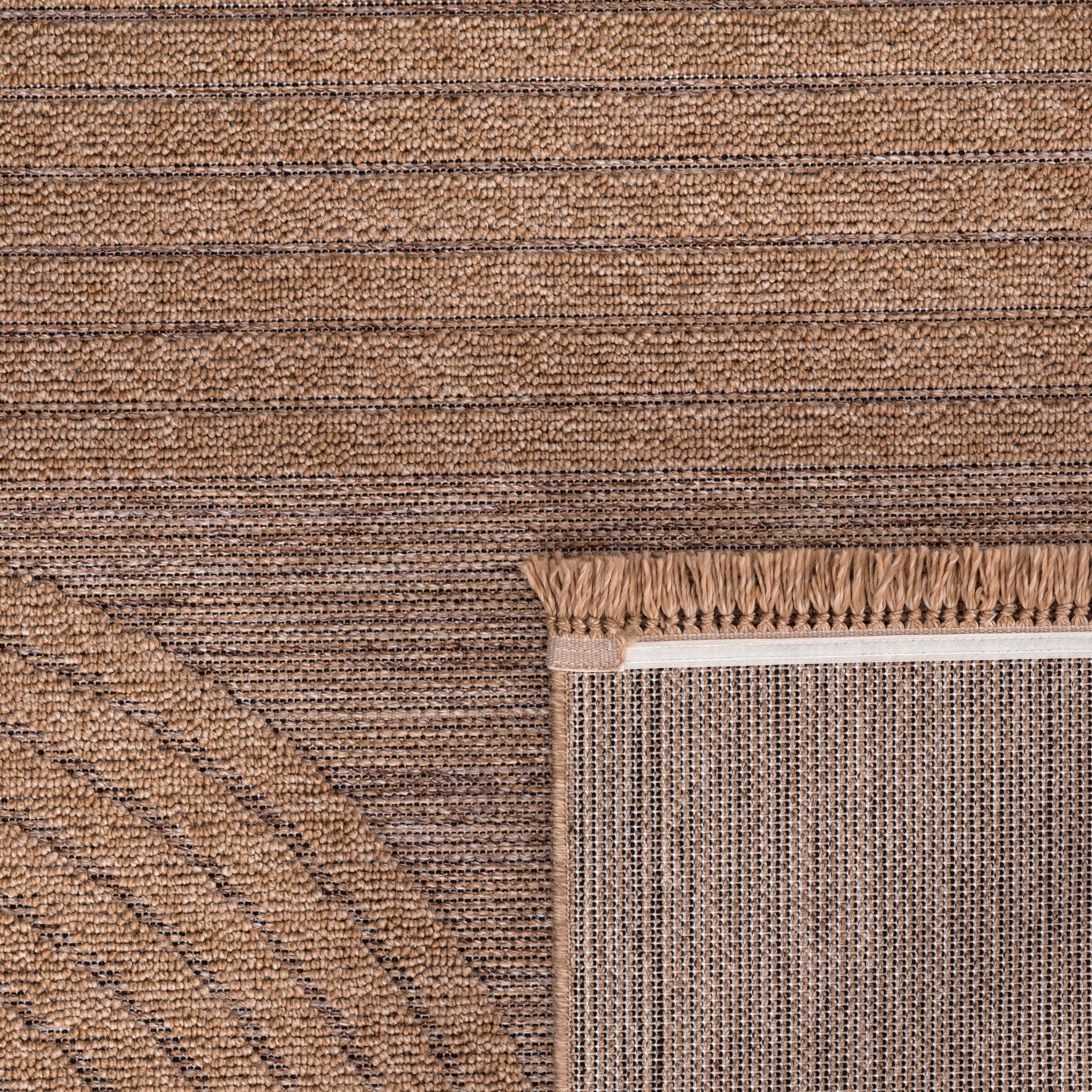 Teppich Cologne 11 Fransen, Flachgewebe, Outdoor mit mm, rechteckig, Home, geeignet meliert, Höhe: Paco Regenbogen, 492
