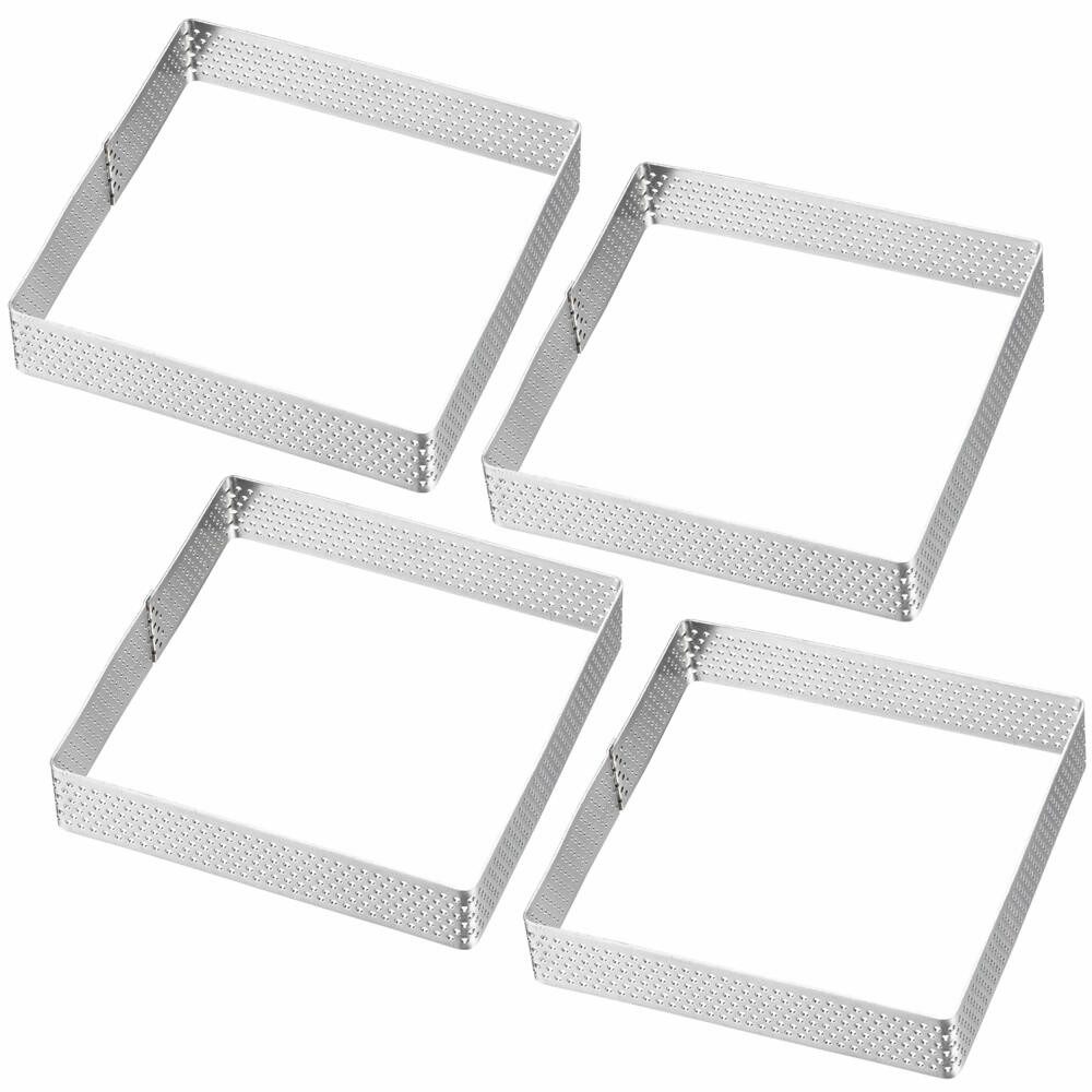 WESTMARK Tarteform Tartelette-Rahmen 4 Stk. – Perfekte Tarte- und Формы для пирога с заварным кремом, Silber, gleichmäßige Wärmeverteilung, rostfreier Edelstahl, ofenfest