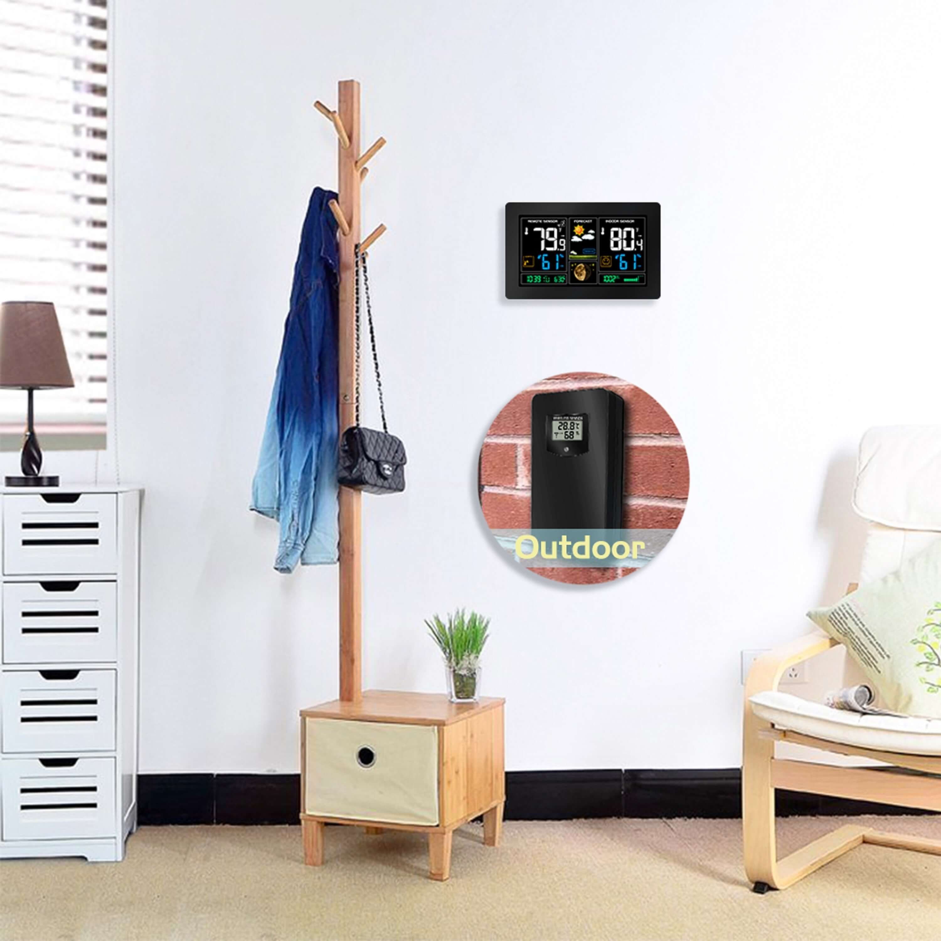 echos Eco-450 Funkwetterstation (mit Funk-Außensensor, Wettervorhersage,Farbdisplay,Funk-Außensensor mit LCD-Display) – Bild 4 von 5