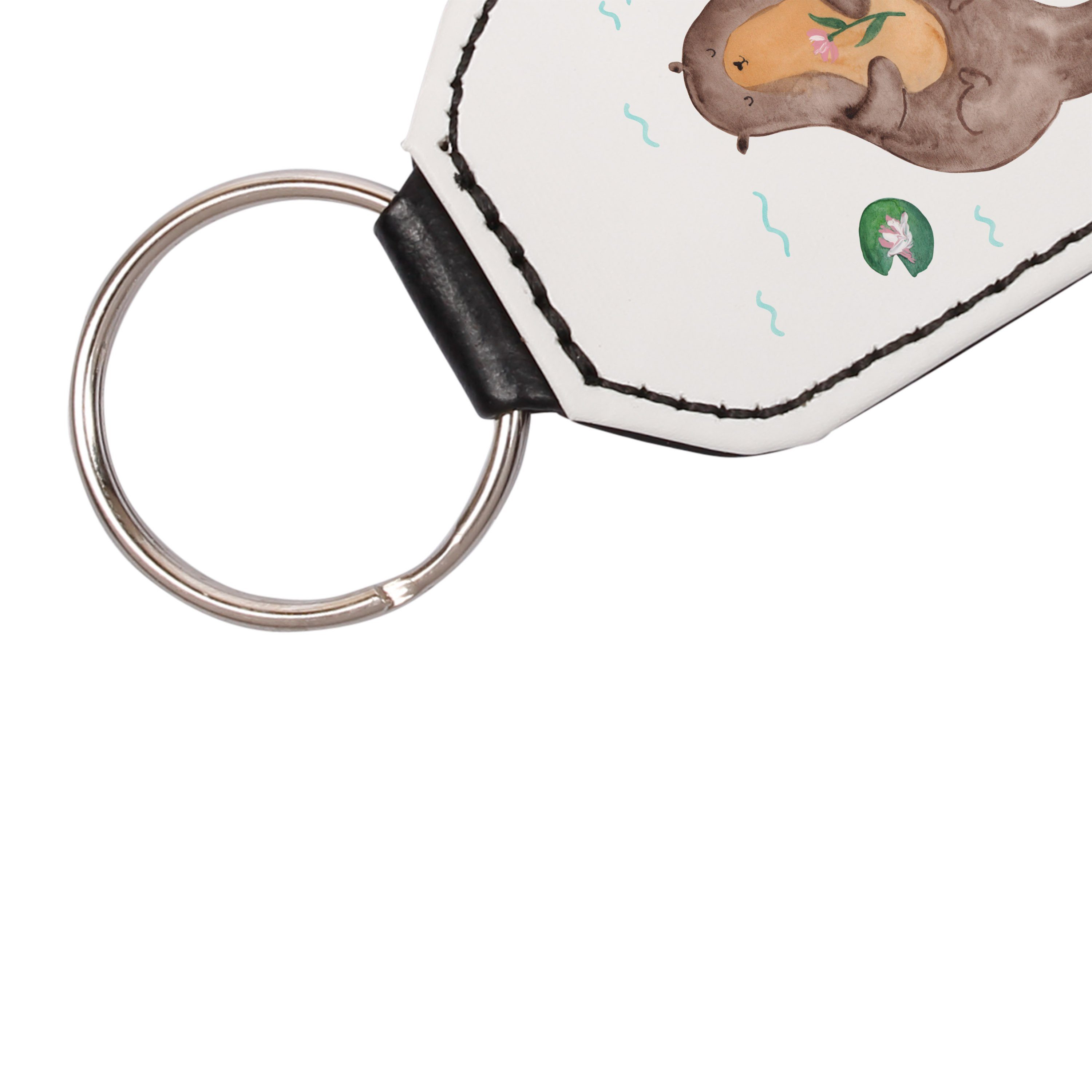 Mr. & Mrs. Panda Schlüsselanhänger Seeotter Weiß Seerose (1-tlg) - mit Otter - Otter Wasser, Geschenk, Seeotter
