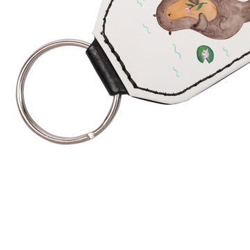 Mr. & Mrs. Panda Schlüsselanhänger Otter Seerose - Weiß - Geschenk, Seeotter, Wasser, Otter Seeotter See (1-tlg), Liebevolles Detail