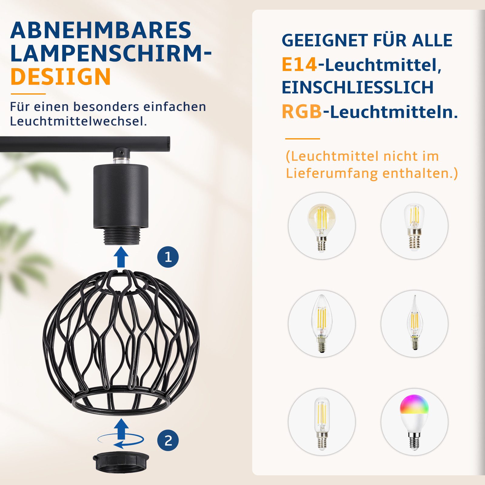 Nettlife Deckenstrahler 1/2/3/4flammig Weiß/Schwarz/grau E14 Metall 350° schwenkbaren Spots, ohne Leuchtmittel, für Wohnzimmer Küche Flur Deckenleuchte
