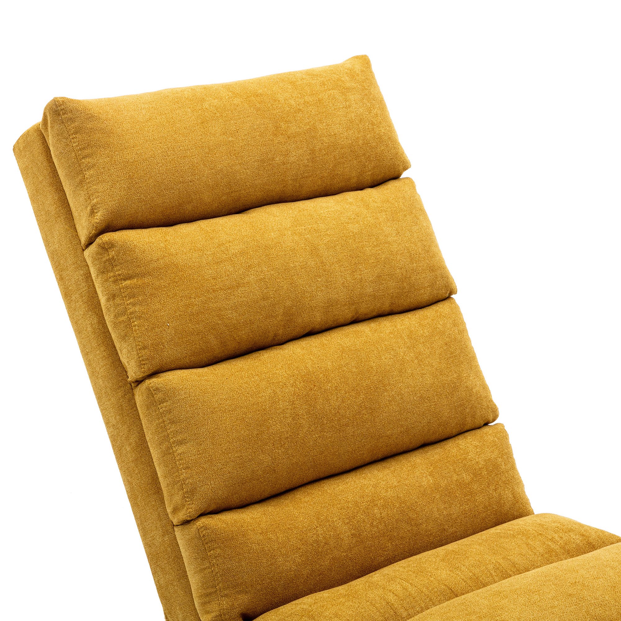Totnz Relaxliege mit Massagefunktion, Leinenbezug, ergonomische Rückenlehne 140°, gepolstert mit Knopfheftung, Seitentasche, stabiler Holzrahmen & Stahlbeine
