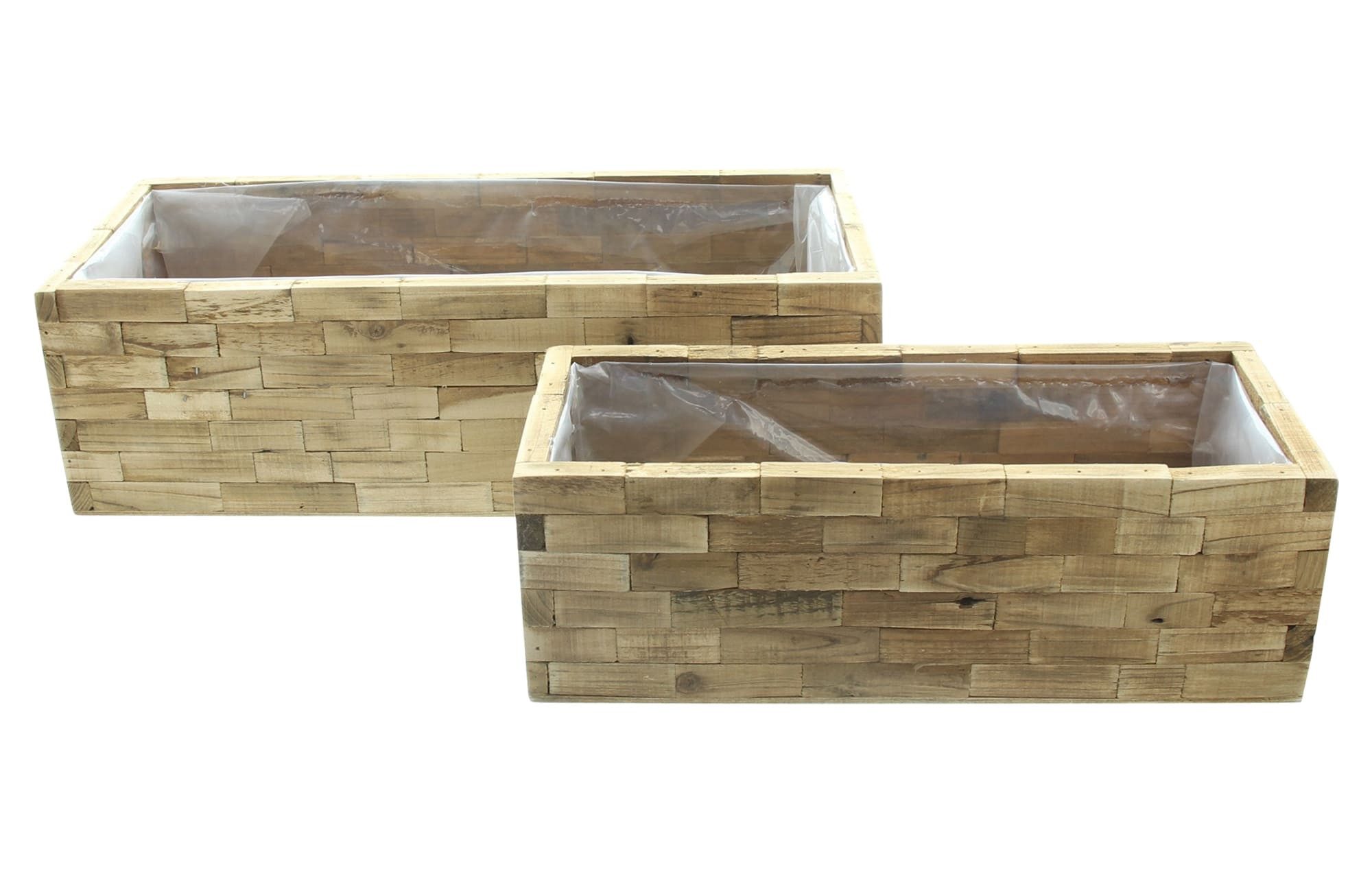 Dekoleidenschaft Blumenkasten "Puro" aus recyceltem Holz, Pflanzkasten Blumentopf für Zimmerpflanzen (2 St., im Set), Pflanzentopf, Übertopf, Pflanzgefäß, Blumenkübel