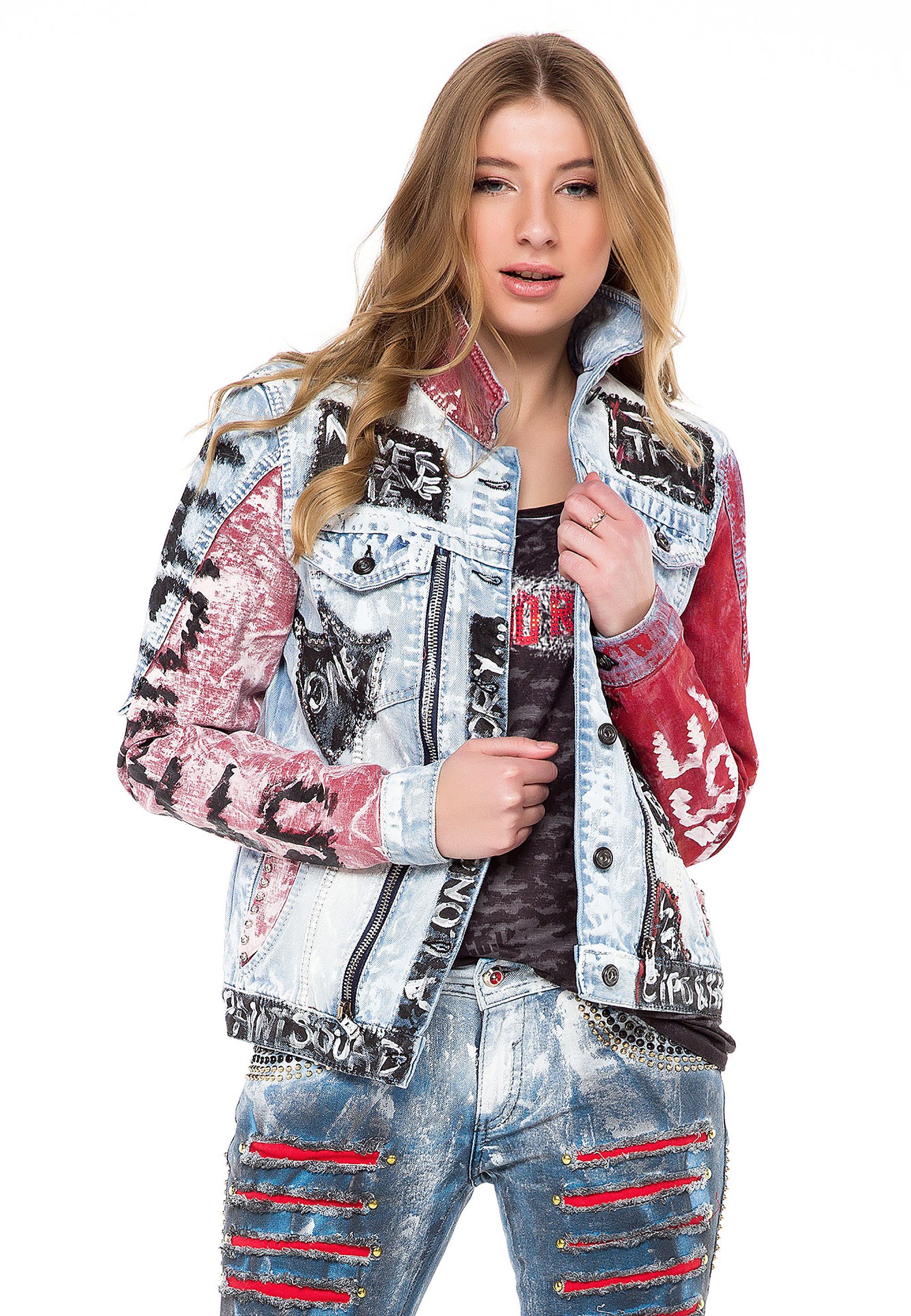 Cipo & Baxx Jeansjacke handbemalten mit Details