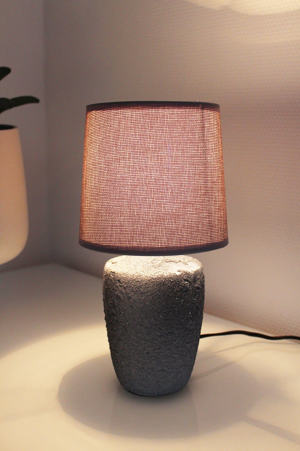 Arnusa Tischleuchte kleine Nachttischlampe Beton Optik günstig online kaufen