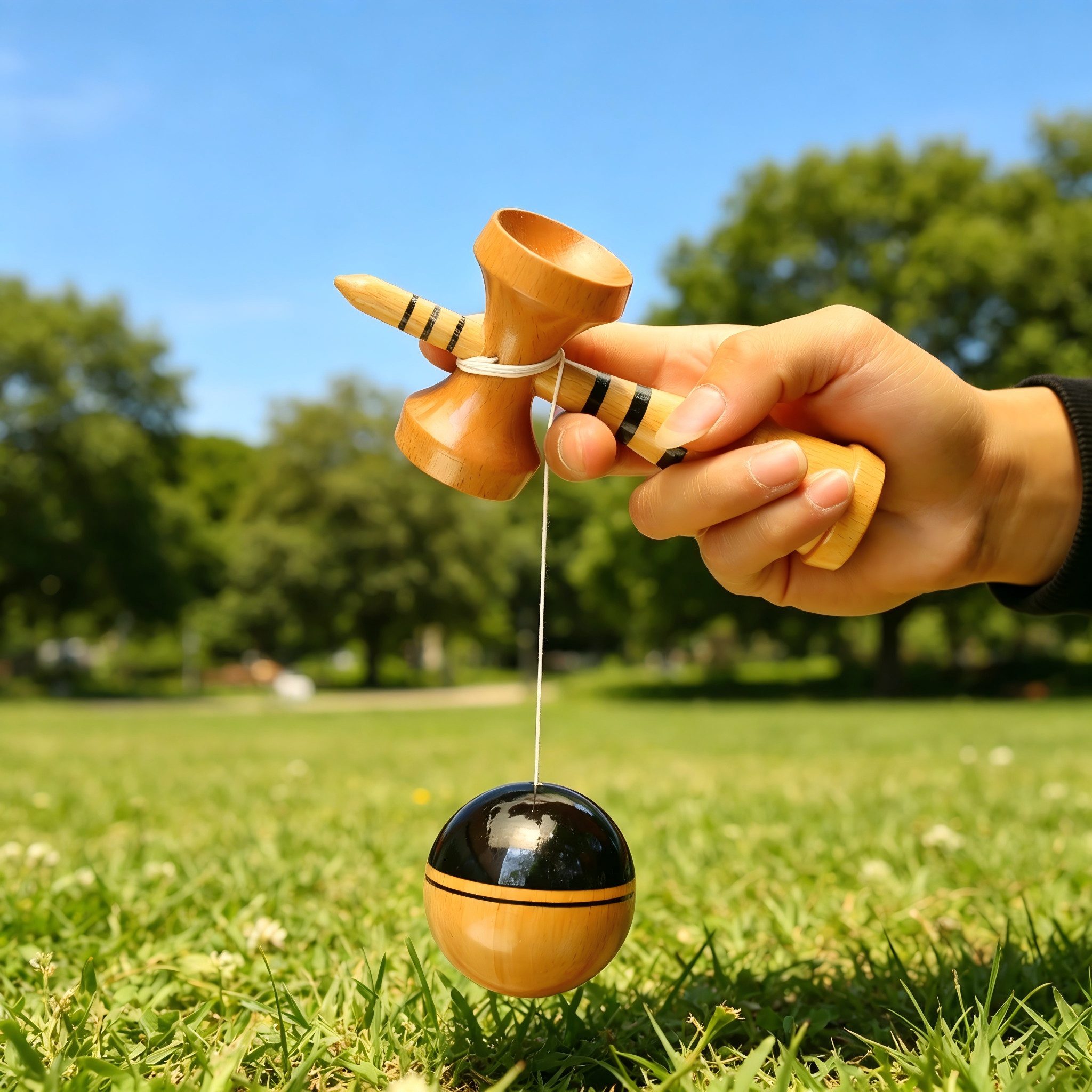 Kityhome Lernspielzeug Kendama aus Buchenholz japanisches Geschicklichkeitsspiel (Packung, 2-St., kendama), Kendama - Fang den Ball,Perfekt ausbalanciert für präzises Spiel