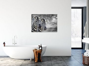 Pixxprint Glasbild zwei Zebras, zwei Zebras (1 St), Glasbild aus Echtglas, inkl. Aufhängungen und Abstandshalter