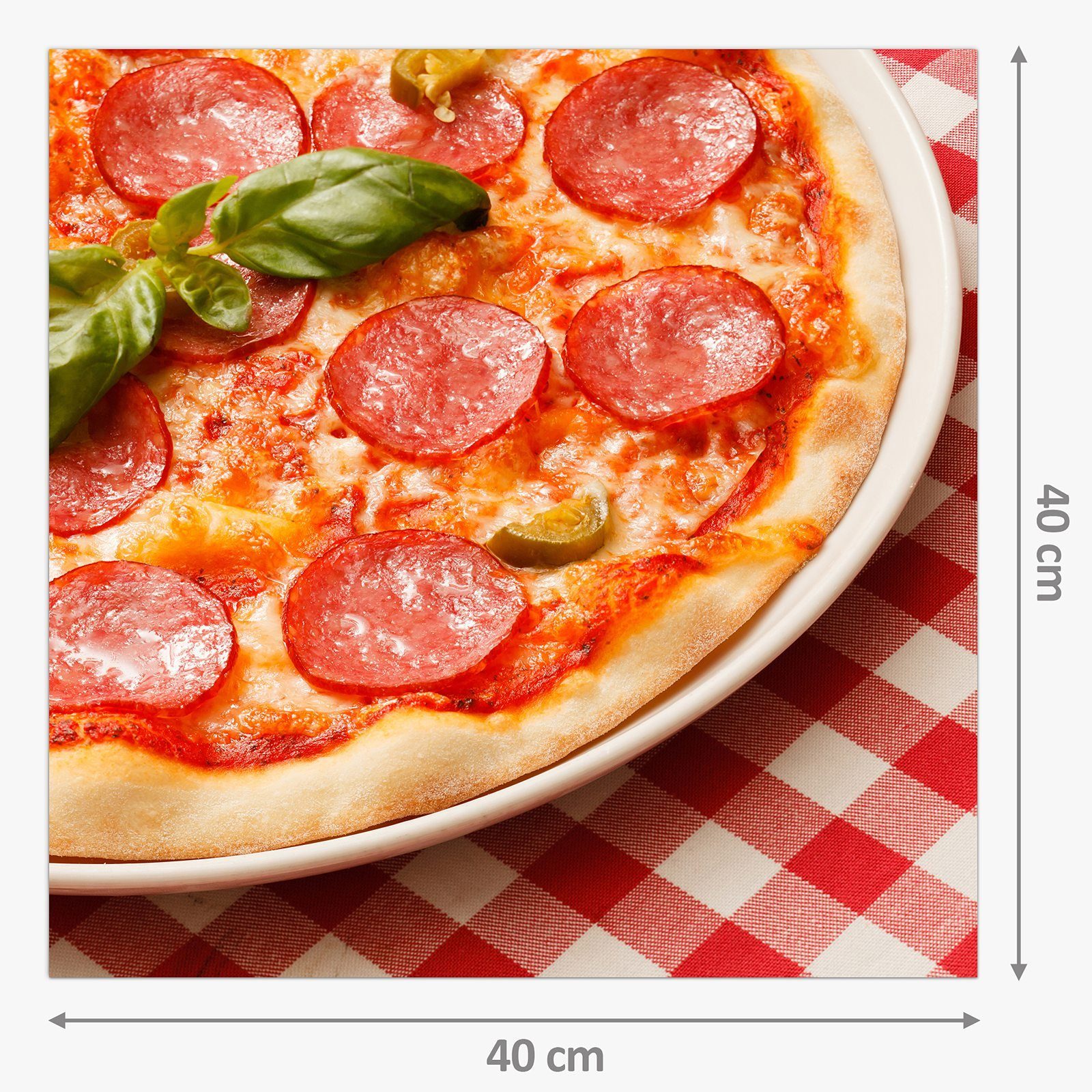 Primedeco Küchenrückwand Spritzschutz Glas Pizza Basilikum mit