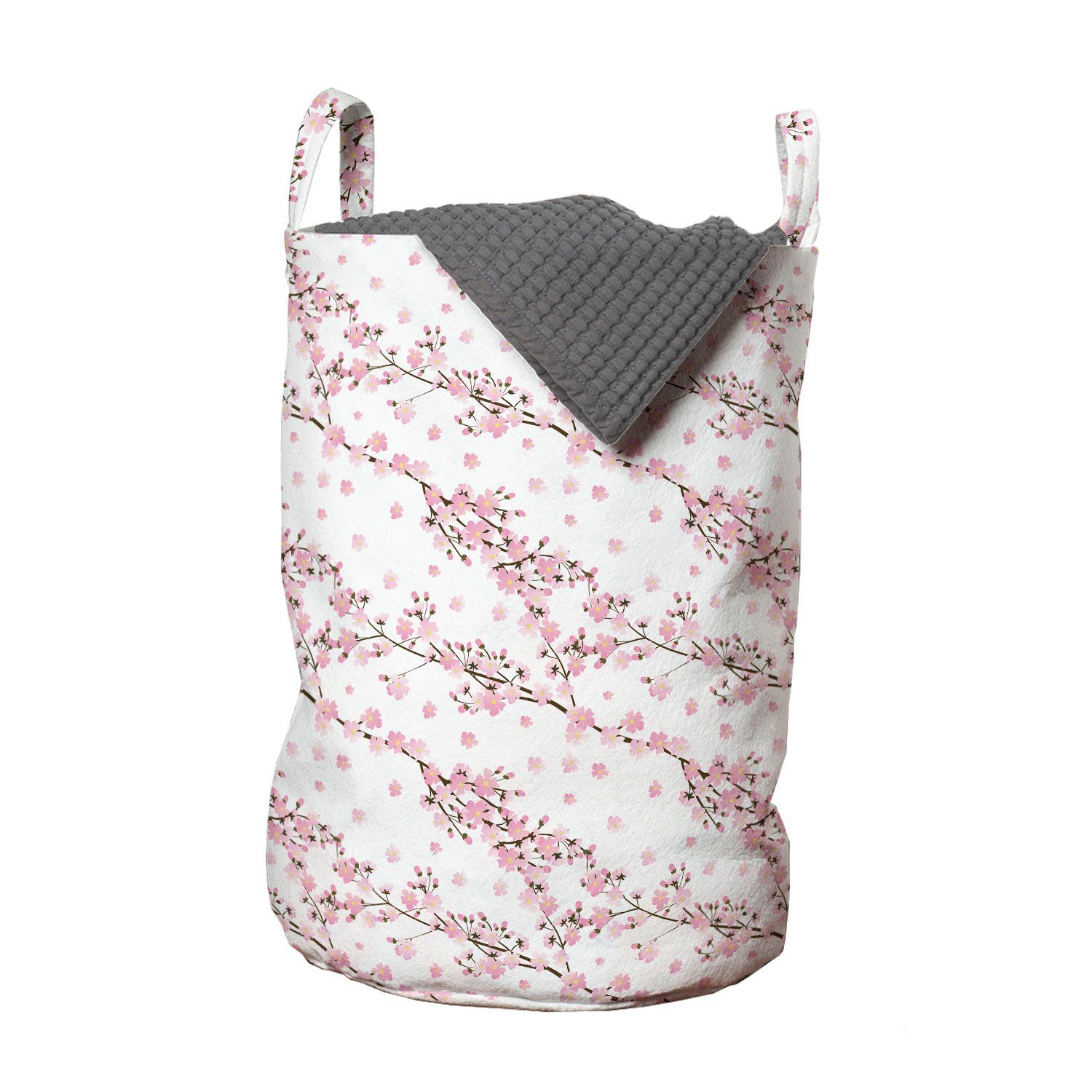 Abakuhaus Wäschesäckchen Wäschekorb mit Griffen Kordelzugverschluss für Waschsalons, Frühling Kirschblüten-Pastellentwurf