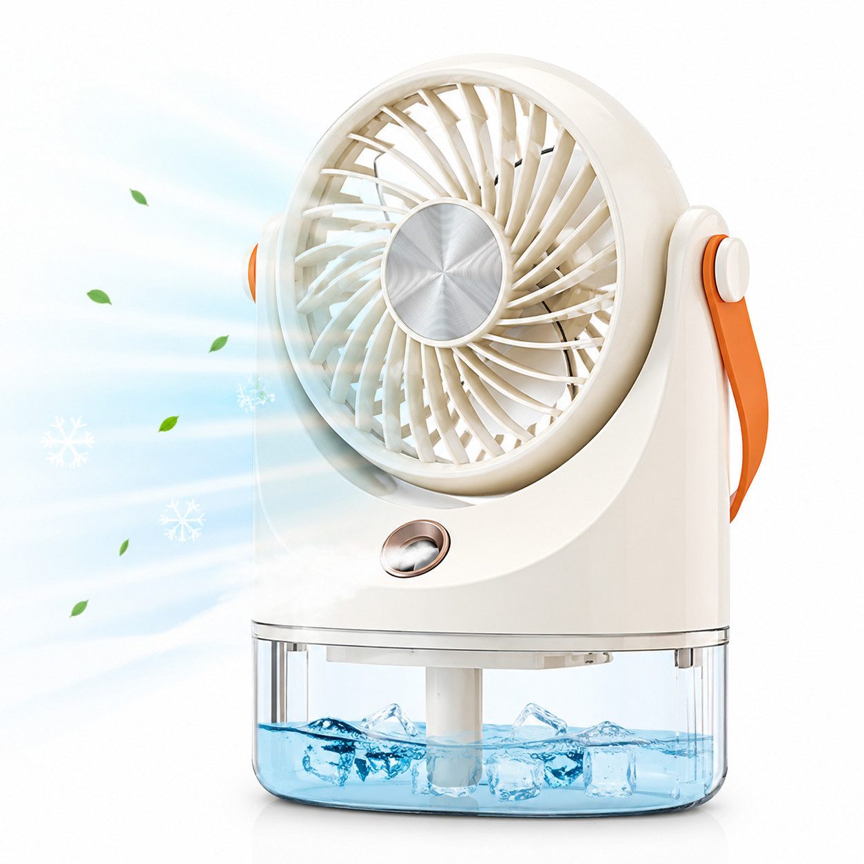 MOPUEA Tischventilator Ventilatorkombigerät Tragbarer Tischventilator mit Nebelfunktion, Klein Ventilatoren Batteriebetrieben fur Camping Reise Büro