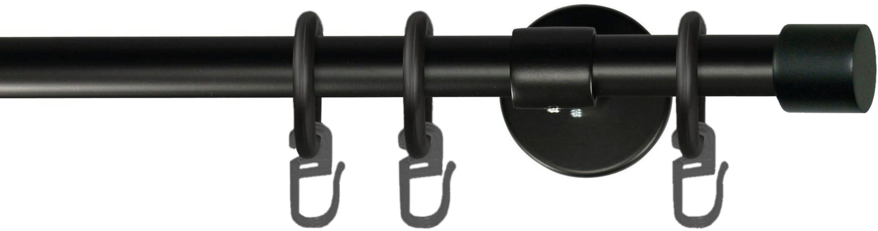 GARESA Gardinenstange RUSTIKA, Ø 16 mm, 1-läufig, Wunschmaßlänge, verschraubt, Metall, rustikale Vorhanggarnitur, verlängerbar, m. Ringe, Endkappe