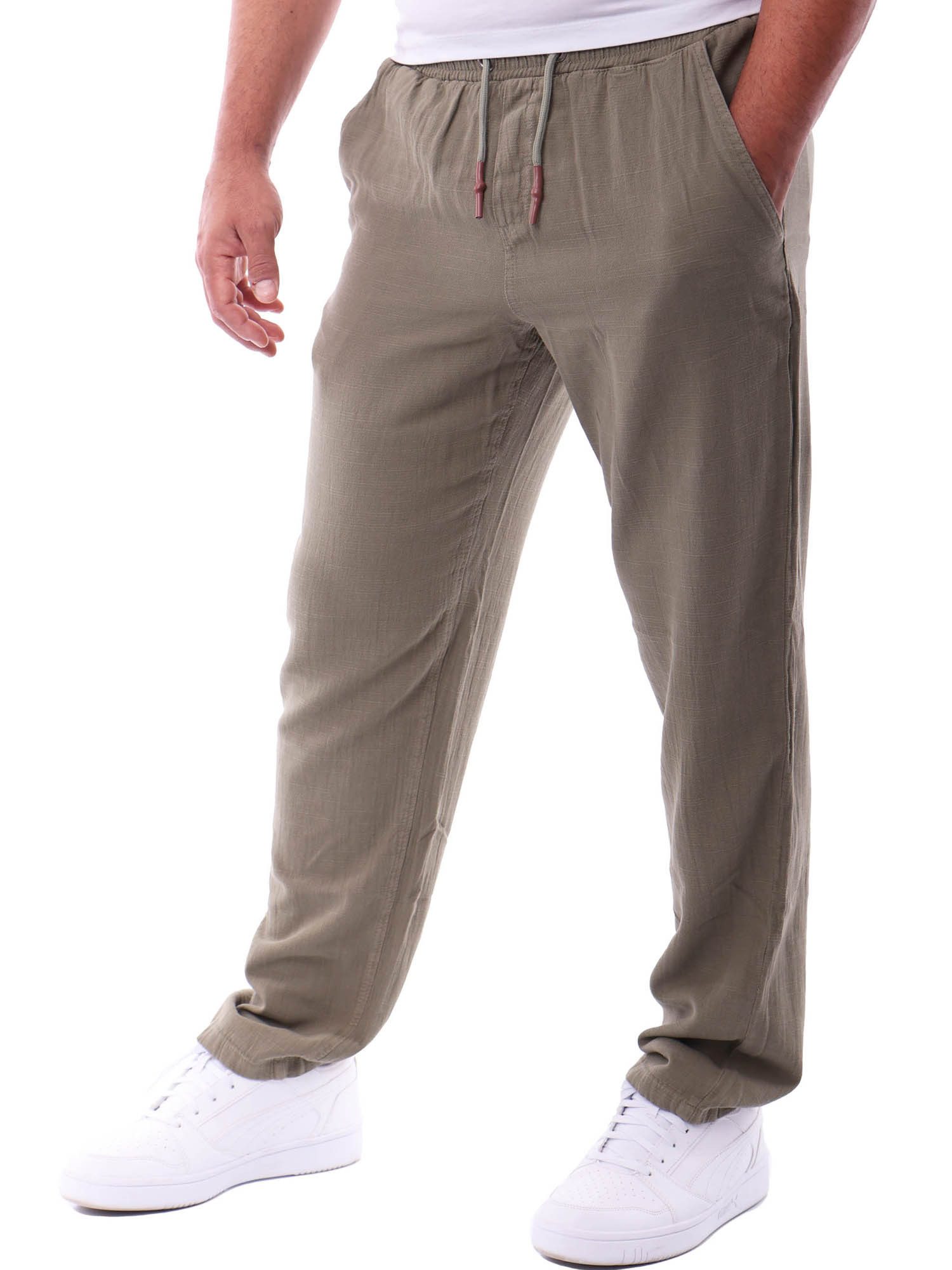 Reslad Leinenhose Reslad Herren Baumwollhose Leinenhose Optik Strandhose RS-3003 (1-tlg., Freizeithose) leichte Freizeithose im Leinen-Look mit Kordelzug – Bild 5 von 5