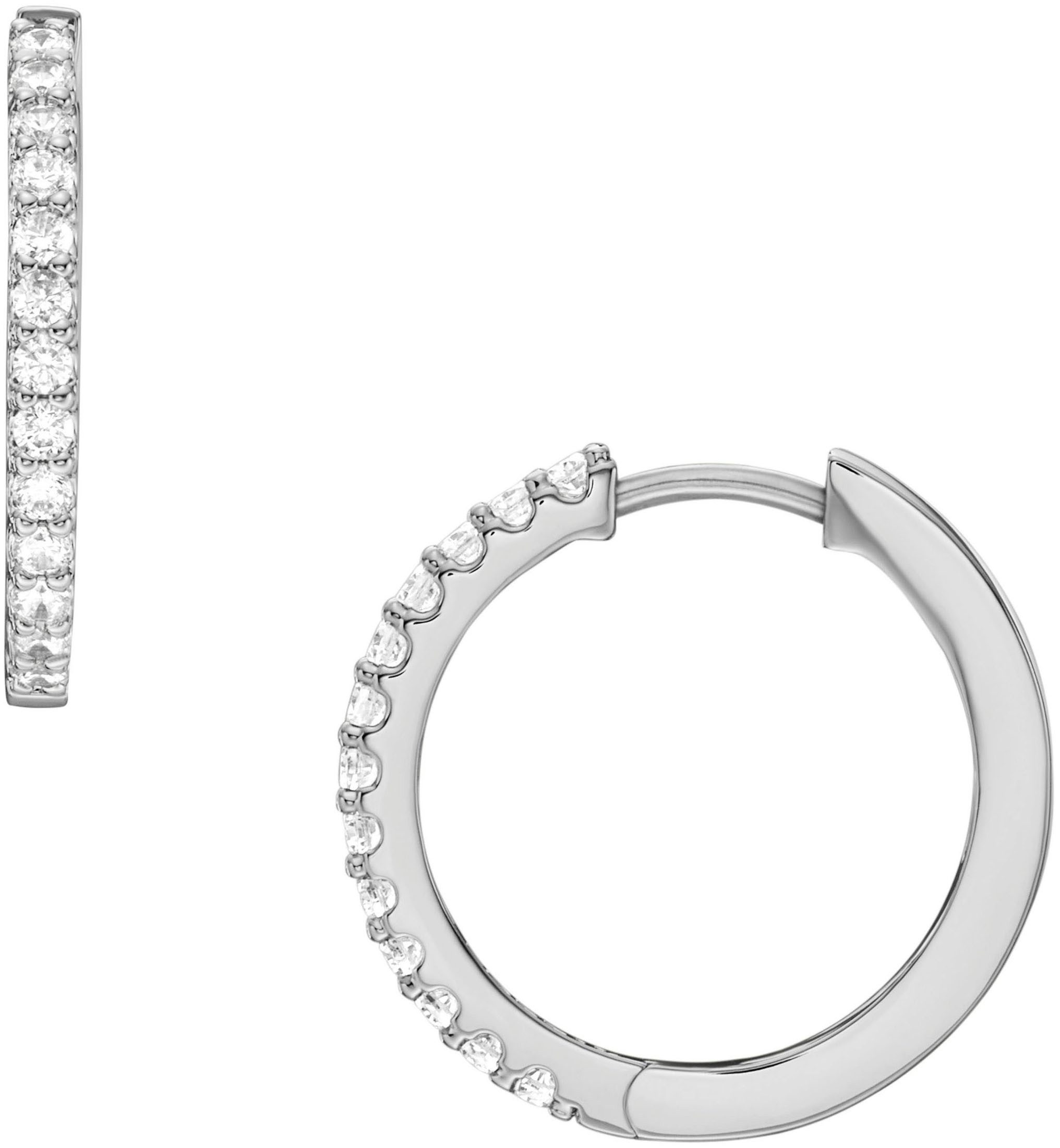 Fossil Paar Creolen Schmuck Geschenk Metall Ohrringe ALL STACKED UP, mit Glasstein