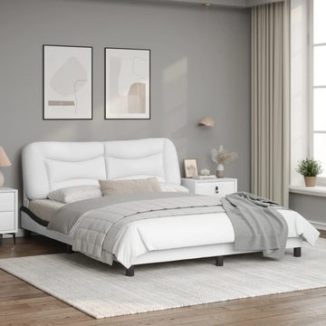 vidaXL Bett Bettgestell mit LED Weiß und Schwarz 160x200 cm Kunstleder
