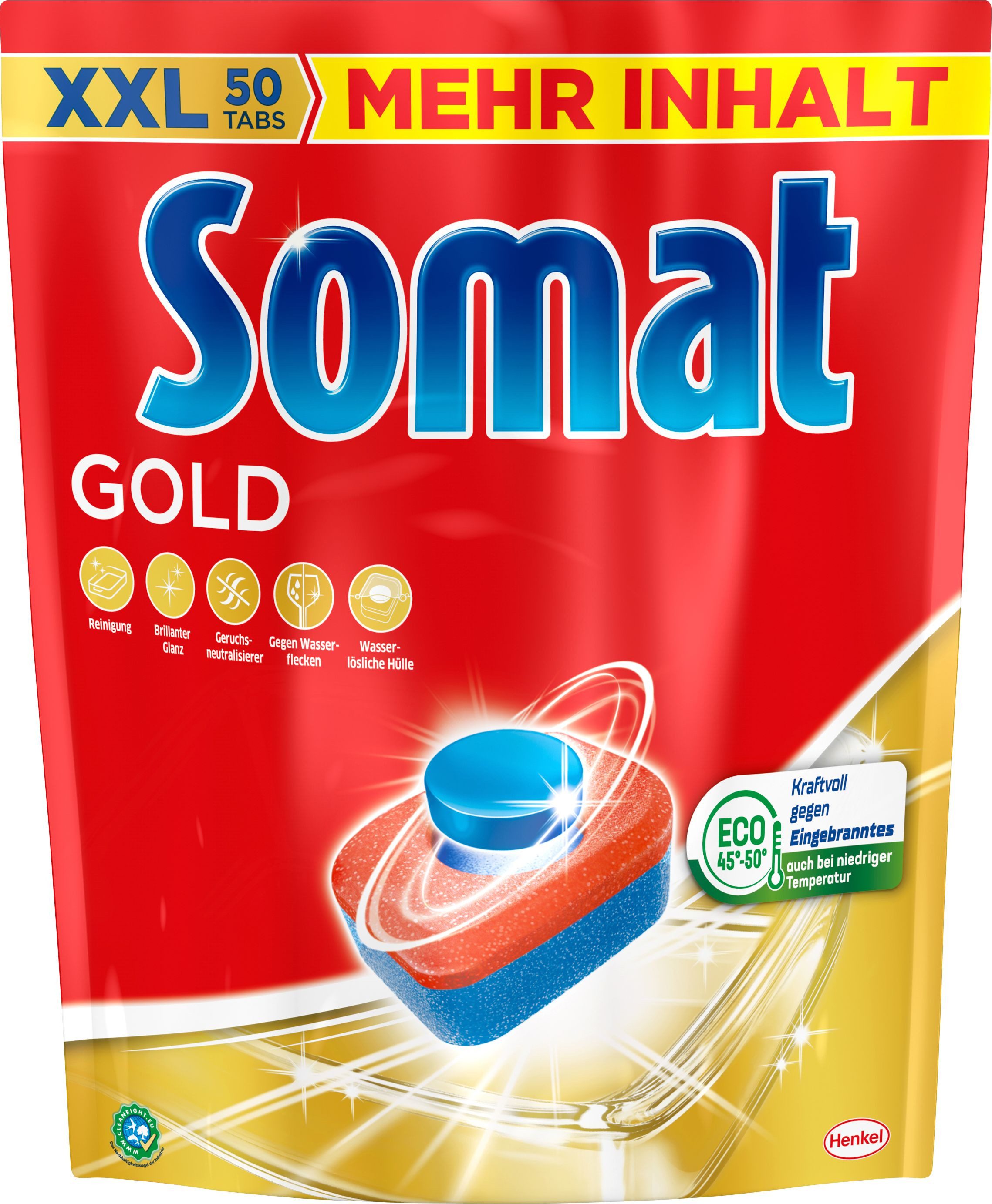 Somat Gold 50 AW Spülmaschinentabs (50-St. Geschirrspültabs für kraftvolle Reinigung & brillanten Glanz)