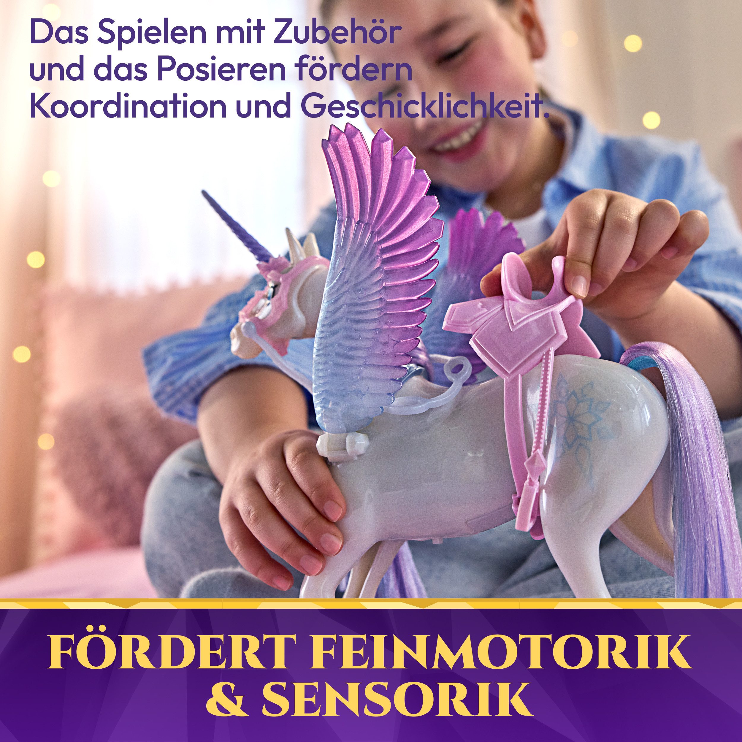 Spin Master Anziehpuppe Unicorn Academy - Edelsteinmagie Layla & Interaktives Einhorn Glacier, mit Licht und Sound – Bild 4 von 5