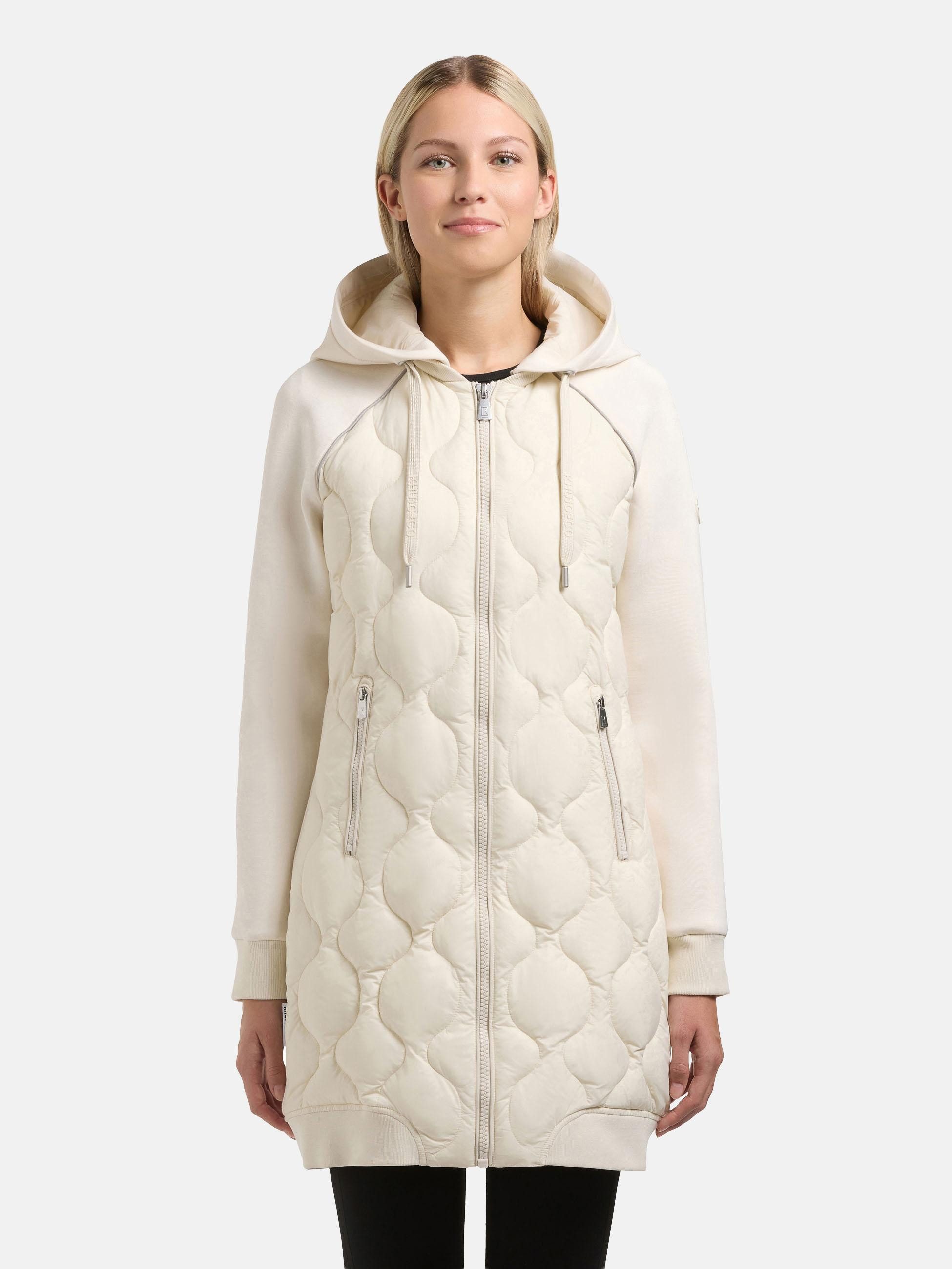 khujo Kurzmantel Nora Materialmix-Mantel mit abnehmbarer kapuze