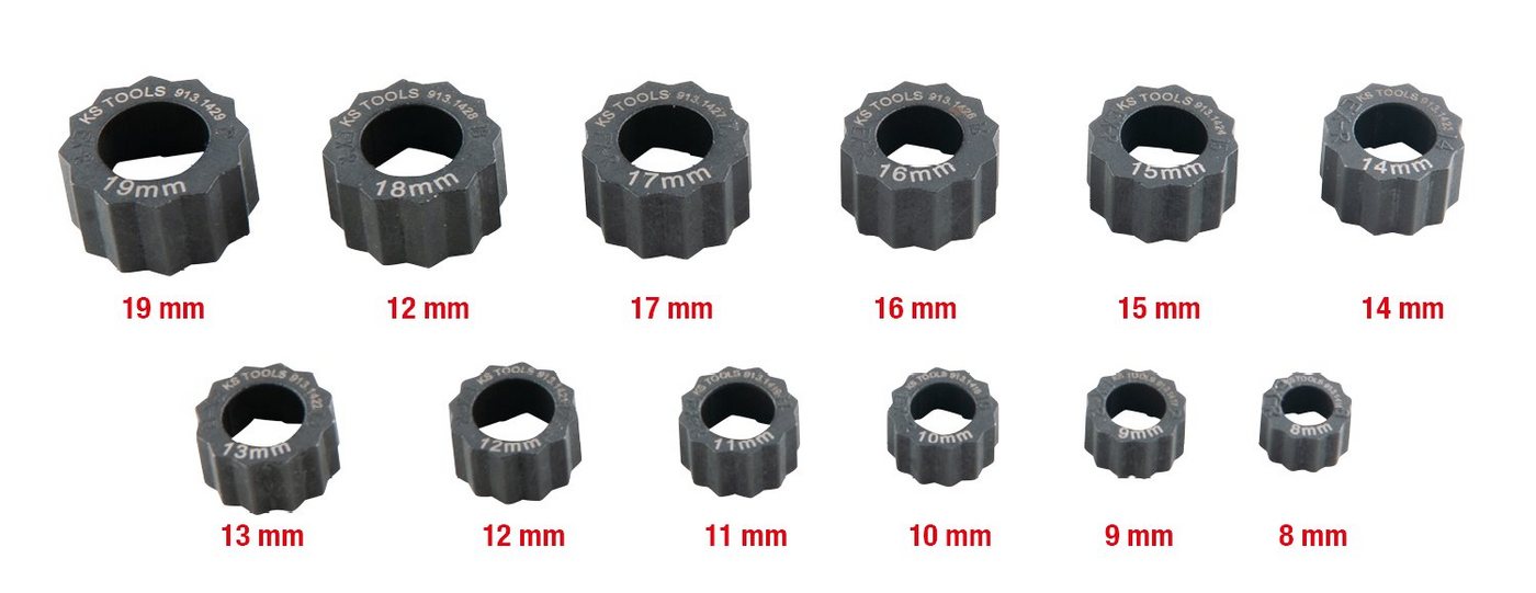 Thumbnail - KS Tools Gabel- und Ringschlüssel Spezial-Muttern-Ausdreher-Satz, 12-tlg (913.1415)