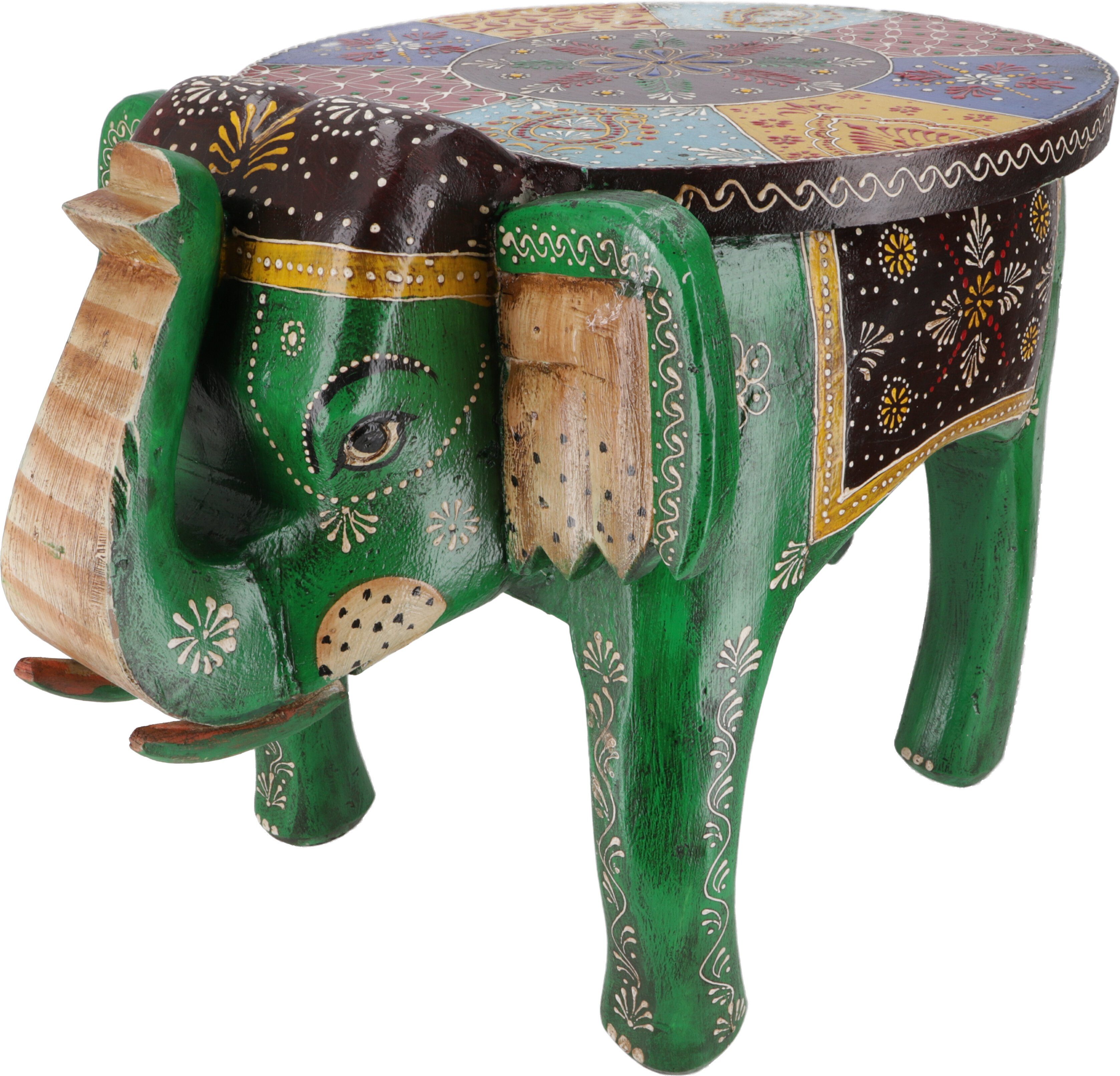Guru-Shop Blumenbank Vintage Couchtisch Elefantenform in grün Hocker, -..