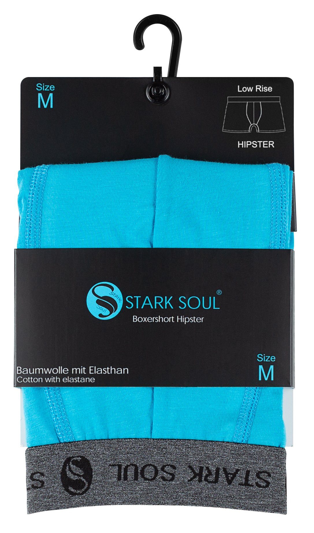 Stark Soul® Baumwoll-Unterhosen 6er Herren 6er-Pack Hipster Türkis Boxershorts im Pack, Boxershorts