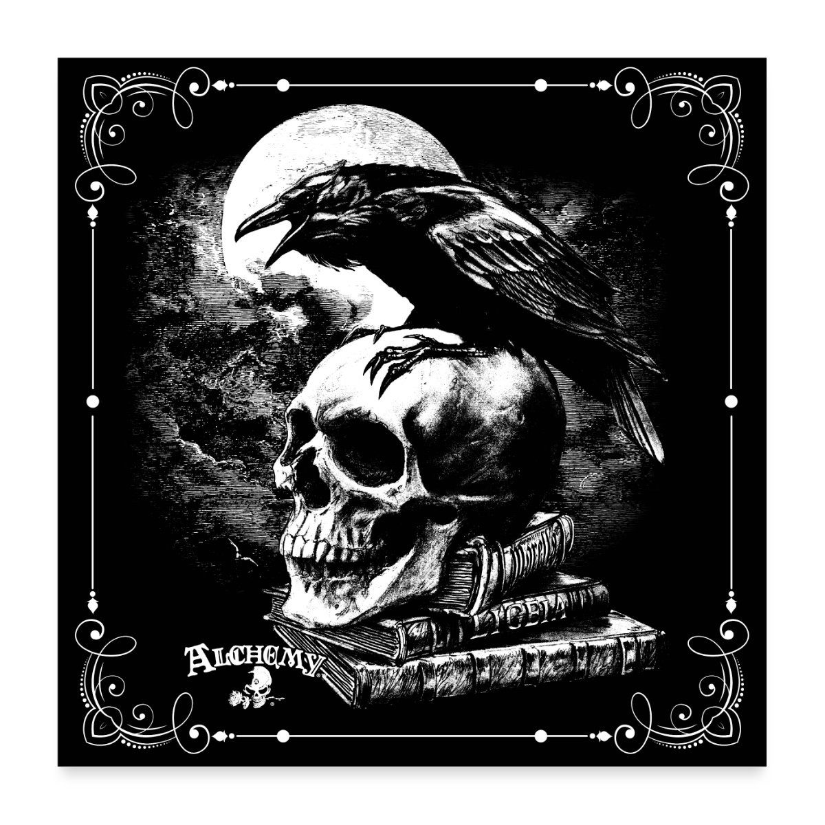 Spreadshirt Poster Alchemy England Rabe Poe's Raven Totenkopf Poster 60x60 cm