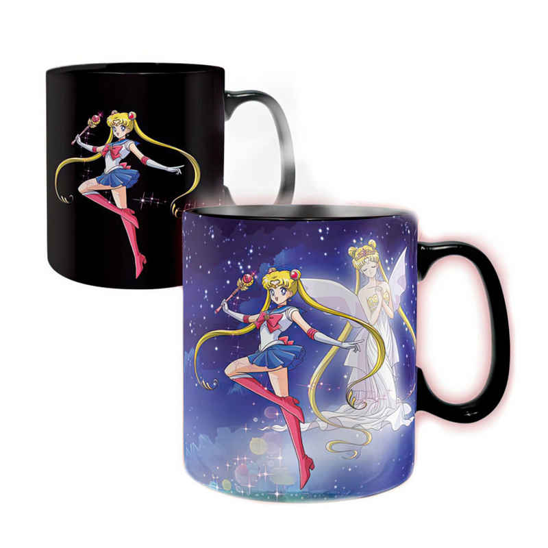ABYstyle Tasse Sailor Moon Thermo effekt-Tasse Sailor & Chibi, 100% Keramik