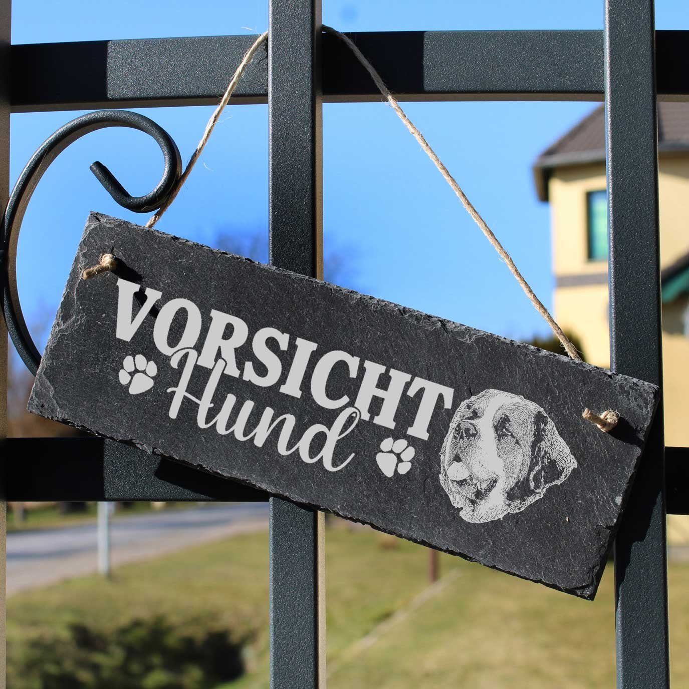 Dekolando 22x8cm Hund Hängedekoration Vorsicht Schild Bernhardiner