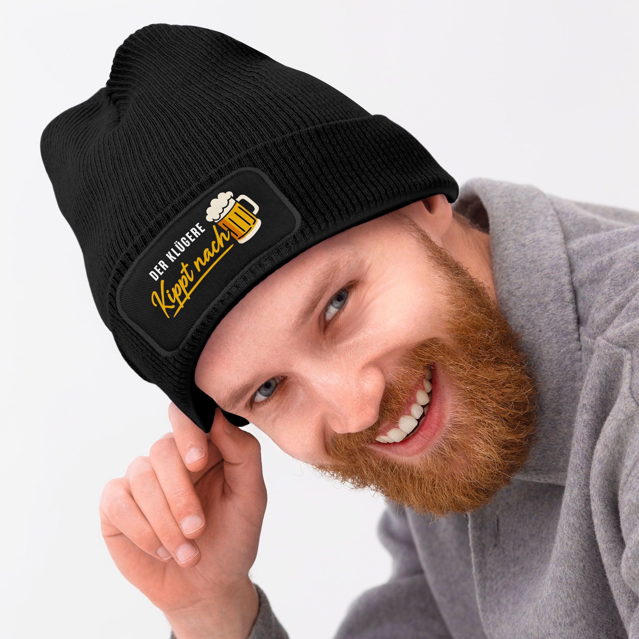 MoonWorks Strickmütze Herren Beanie Patch lustige Biersprüche Strickmütze m günstig online kaufen