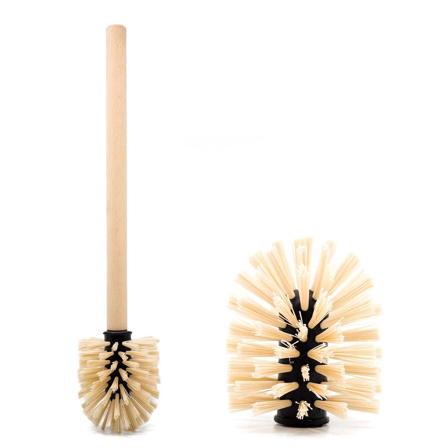 Bürstenhaus Redecker WC-Garnitur WC - Bürstengarnitur Buchenholz rund Nylon Toilettenbürste, (Komplett-Set, 2-tlg), WC-Bürstenhalter inkl. WC Bürste hell+Stiel