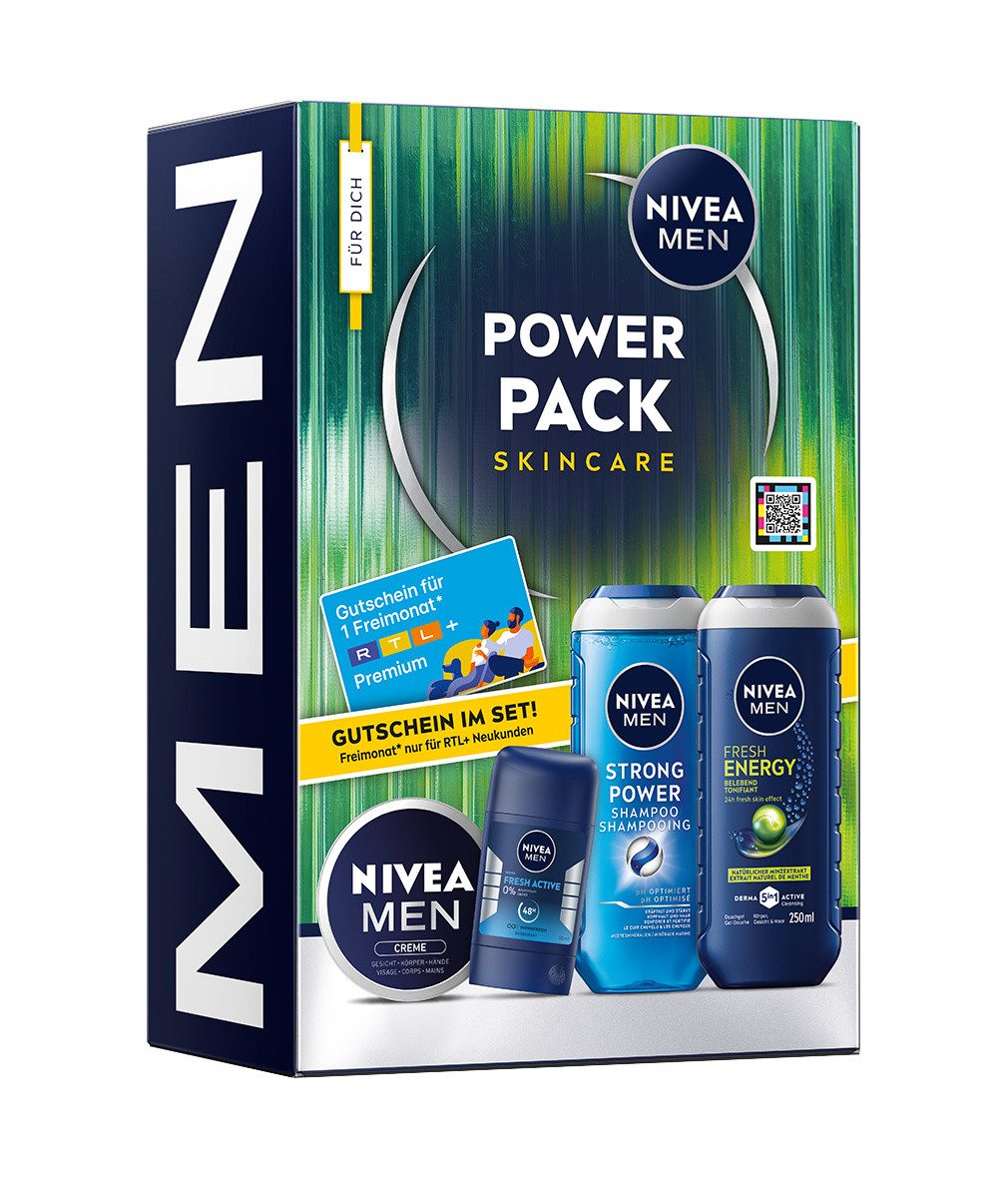 Nivea Men Hautpflege-Set Power Pack 5 tlg. Geschenkset Duschgel Shampoo Deo Stick Gesichtscreme Set, 5-tlg., Geschenkset für Männer - Pflegeroutine für ihn. – Bild 3 von 5