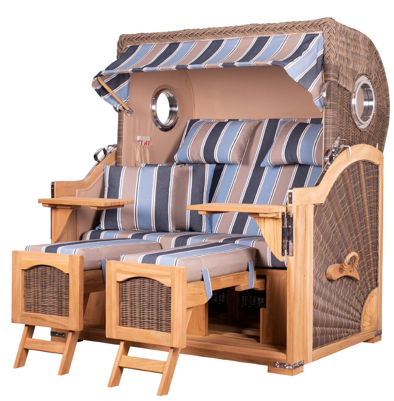 bene living Strandkorb Ammersee 2,5Sitzer Teak PE grau Modell 580