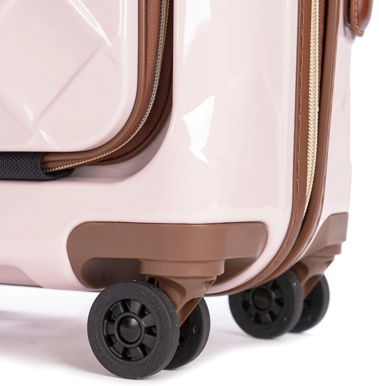 Stratic Hartschalen-Trolley Leather&More 4 mit S Laptopfach rose, mit Rollen, NFC-Chip; Vortasche