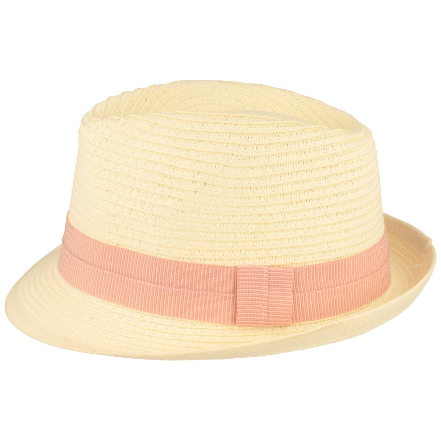 mit Kinder Ripsband-Garnitur Strohhut 00218 Trilby w´weiss/rose McBurn