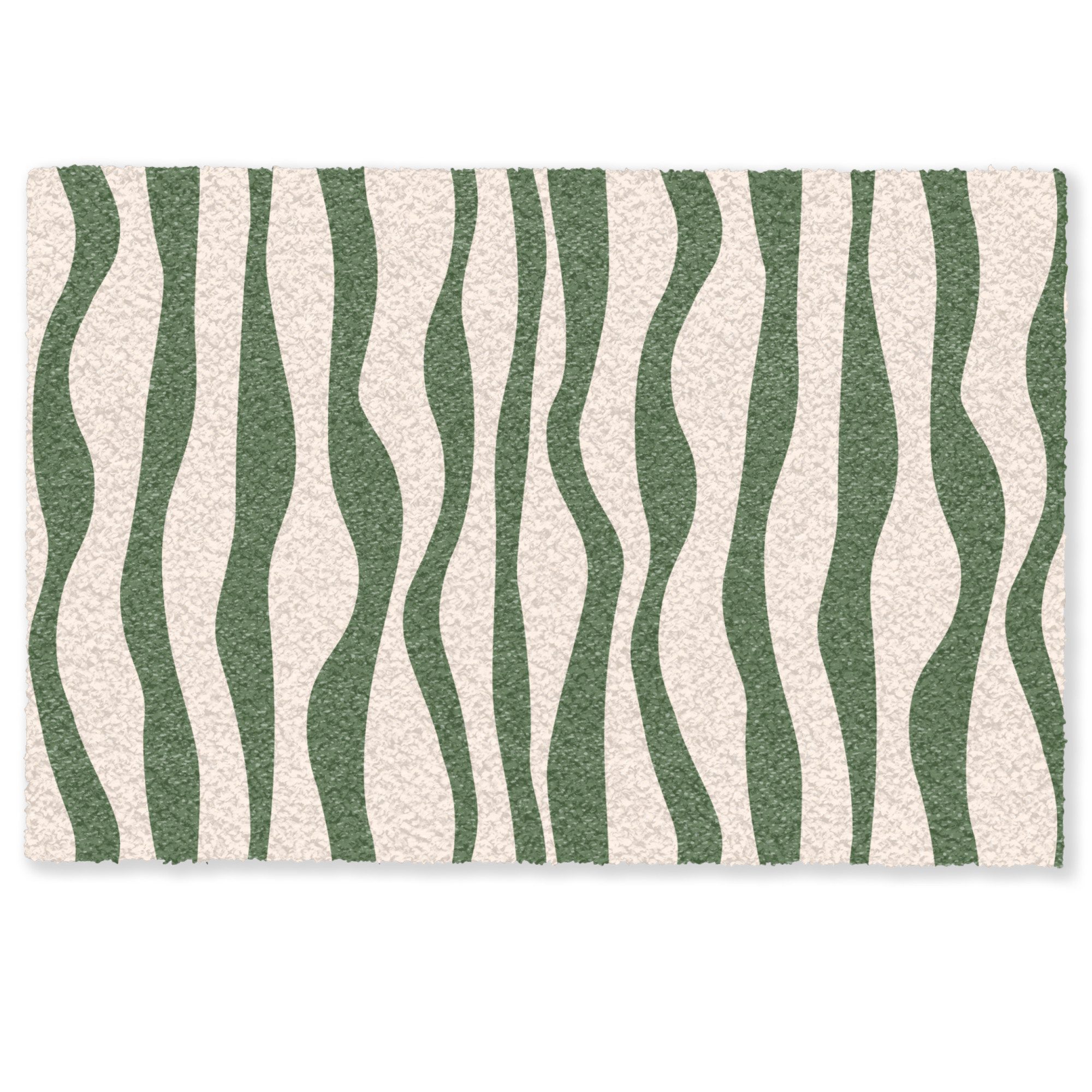 MuchoWow Fußmatte Wellenlinien - Beige - Grün - Streifen - Abstrakt, Rechte günstig online kaufen