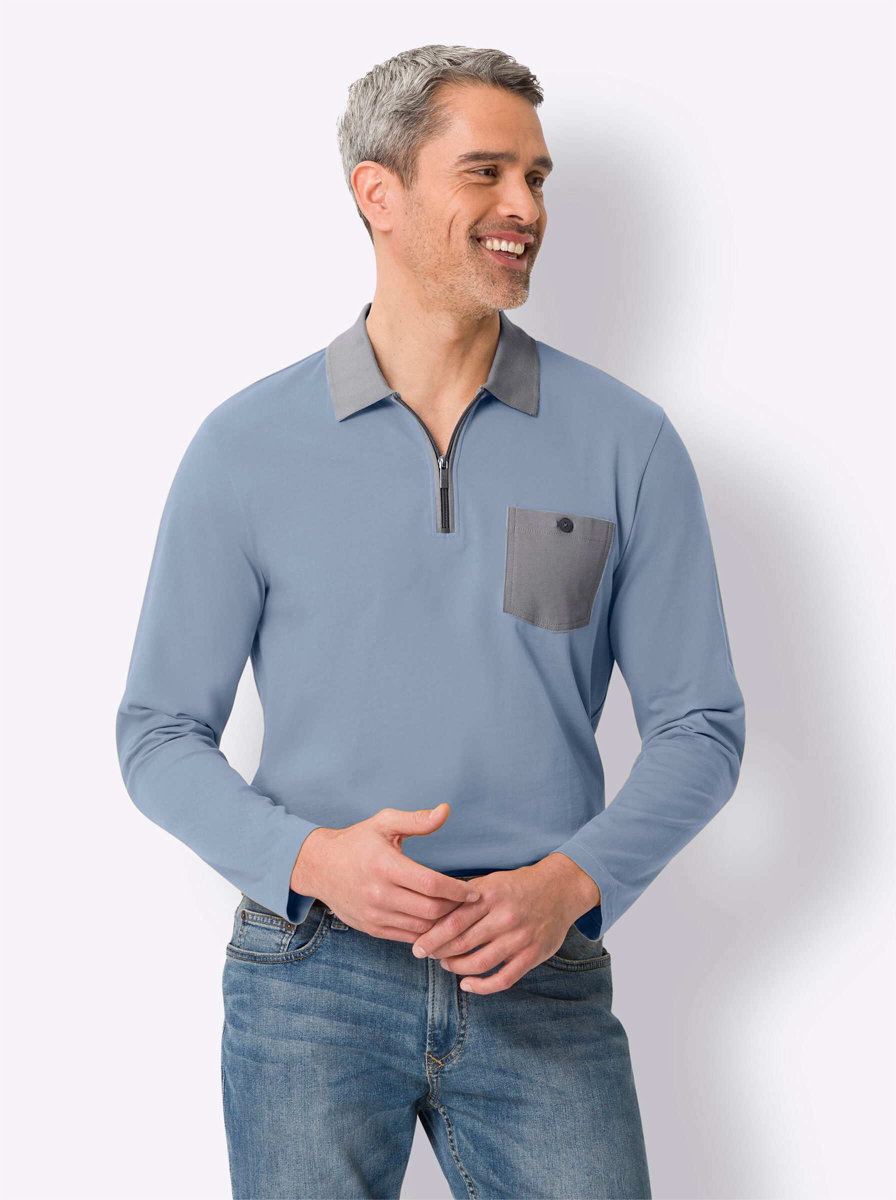 Sieh an! T-Shirt Langarm-Poloshirt .