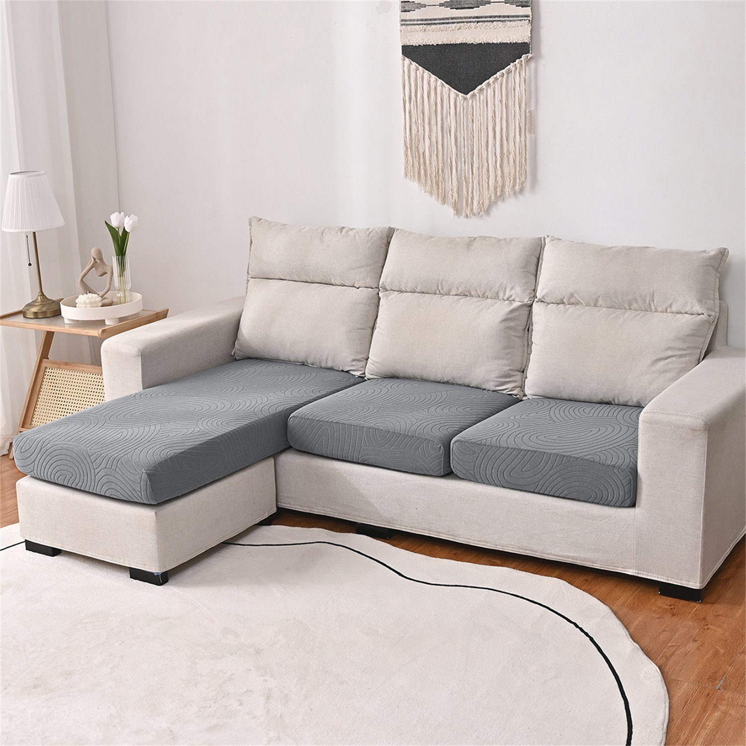 Grau Fingerabdruck HOMEIDEAS, Sitze Bezüge Sofahusse, Sofa für 1,2,3,4 - Kissenbezüge Couch