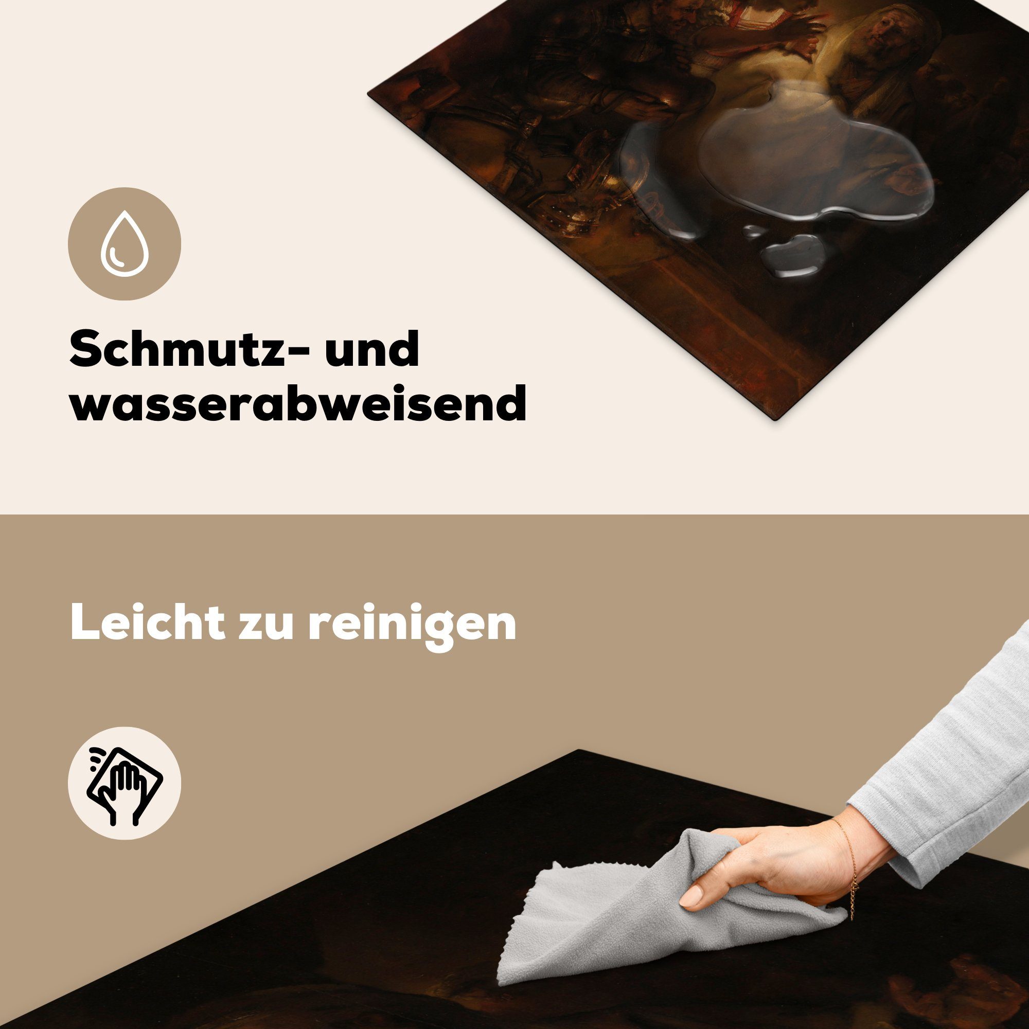 MuchoWow Herdblende-/Abdeckplatte Die Verleugnung - Induktionsmatte Rijn, des Rembrandt die Petrus für Vinyl, cm, van küche, (1 59x52 Ceranfeldabdeckung tlg)