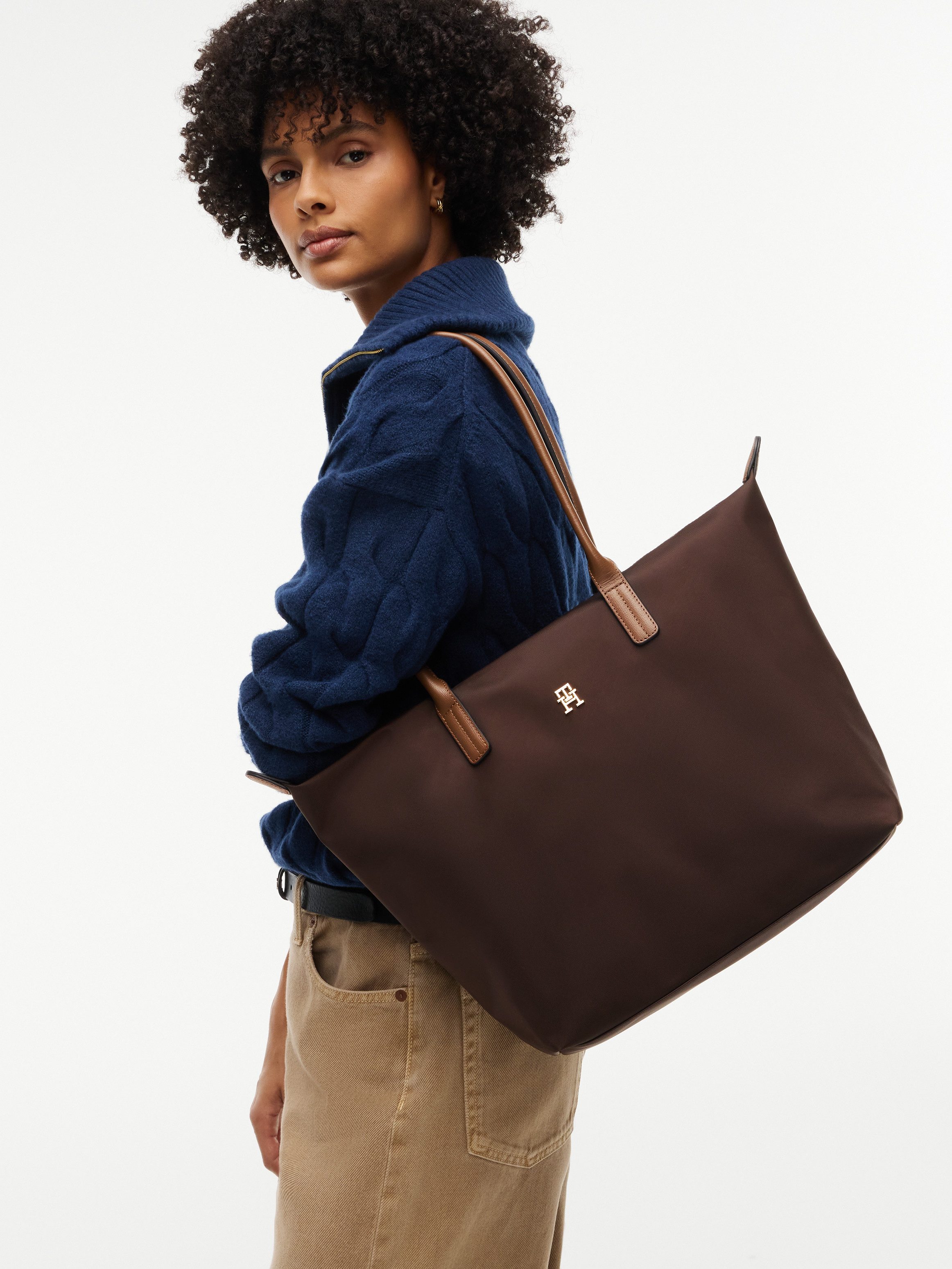 Tommy Hilfiger Tragetasche POPETTE TOTE, Damen Handtasche, Schultertasche mit kontrastfarbigen Henkeln – Bild 2 von 5