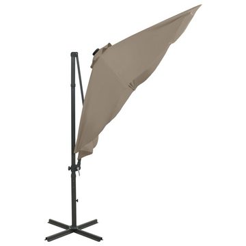 vidaXL Sonnenschirm Ampelschirm mit Mast und LED-Leuchten Taupe 300 cm