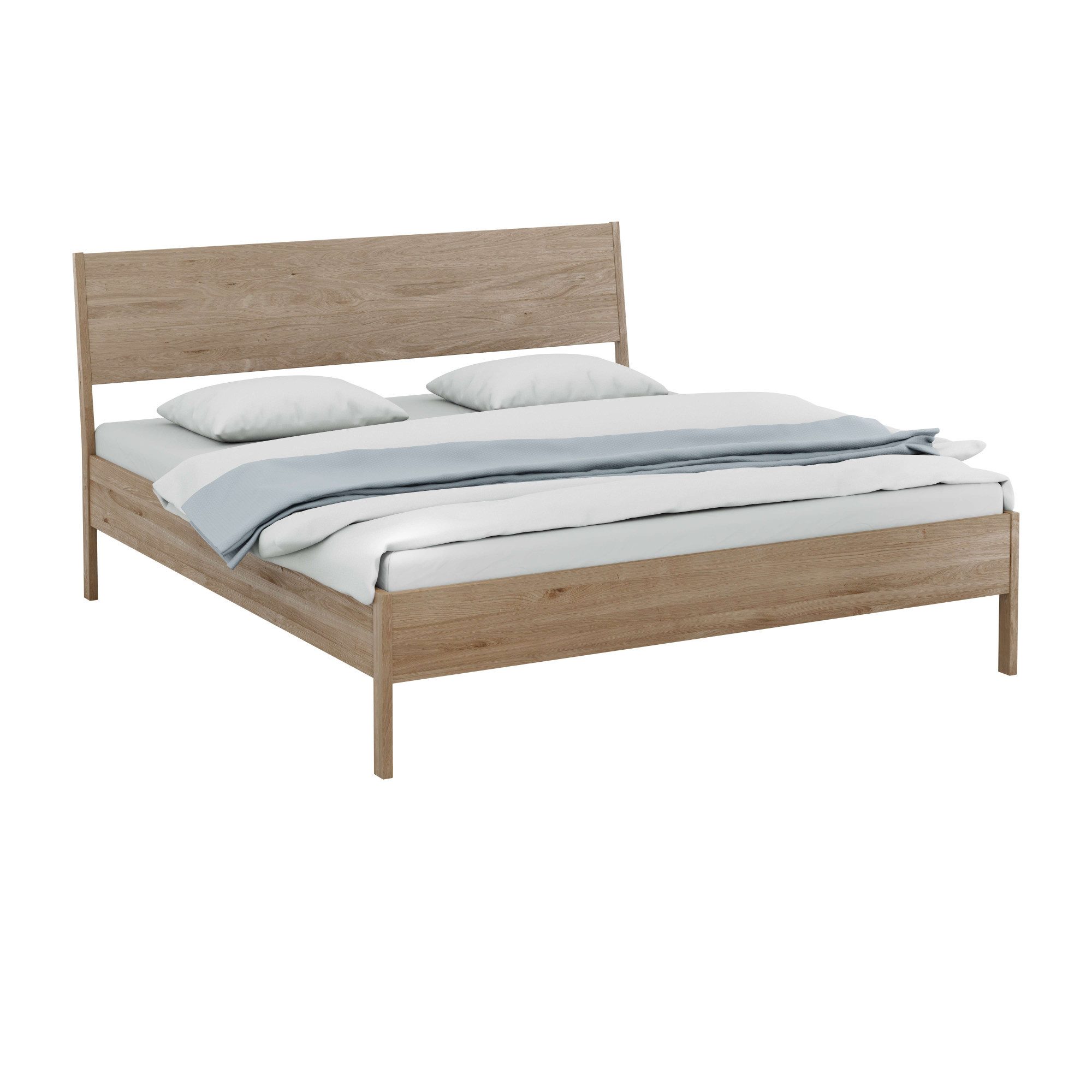 Home affaire Bett Bettgestell Nord Eichefurnier – skandinavisch, minimalistisches Design, Holzbett im nordischen Stil mit warmer Holzoptik