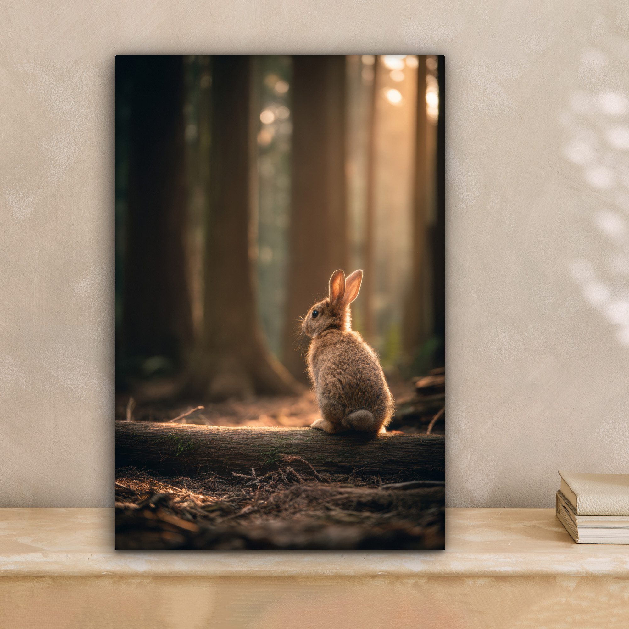 OneMillionCanvasses® Leinwandbild Kaninchen - Wald - Sonnenstrahlen, Fotodr günstig online kaufen