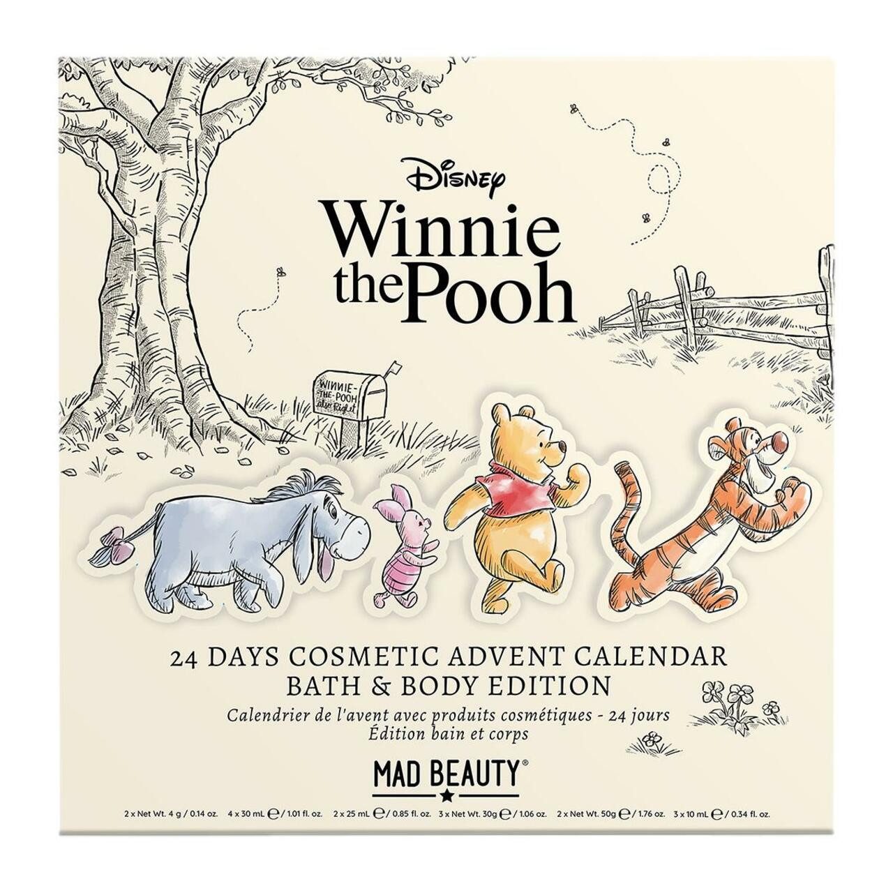 ACCENTRA Adventskalender Kinder Adventskalender WINNIE THE POOH - Pflegeprodukte Bath & Body, 24 Überraschungen, Vorfreude auf Weihnachten
