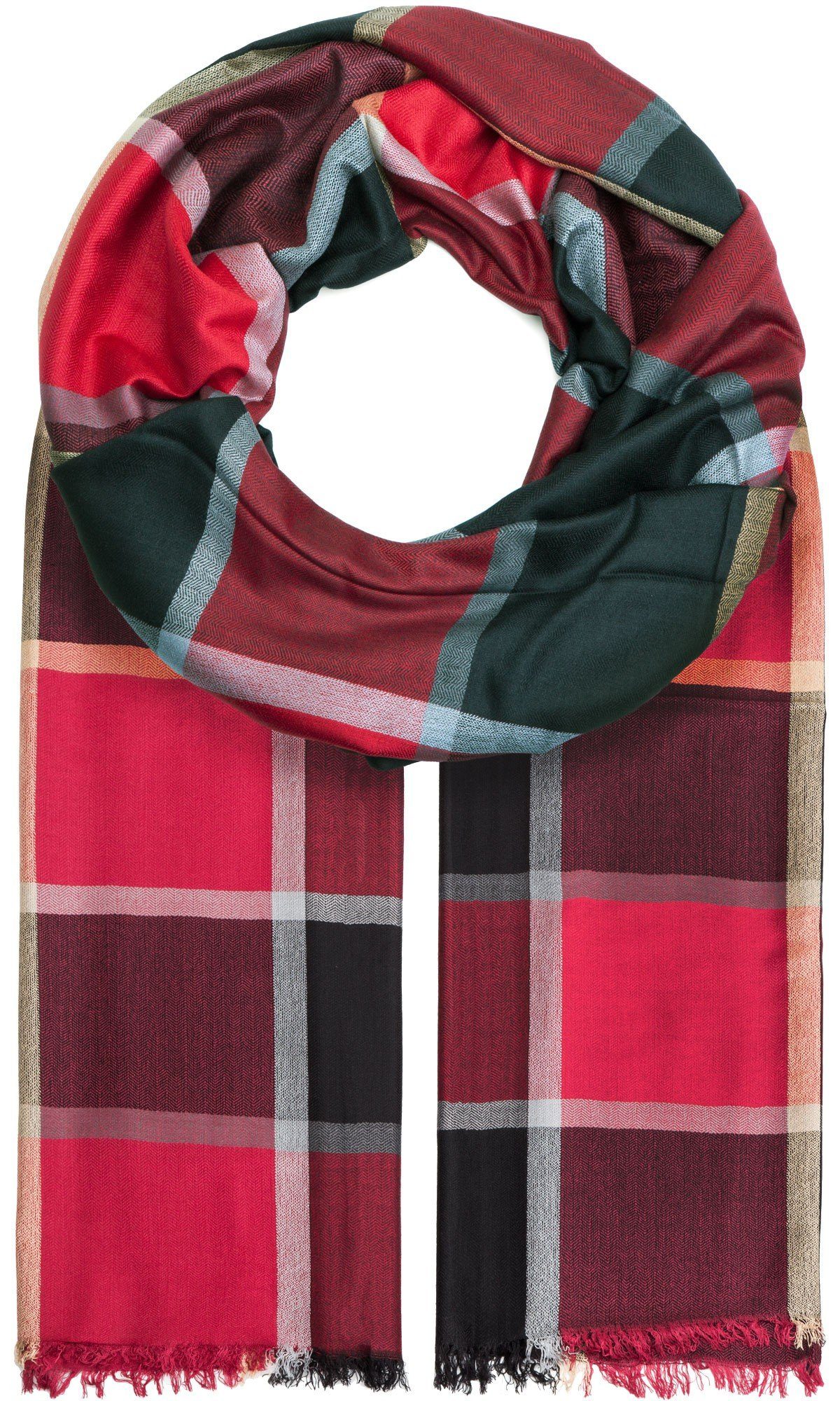 compagno Modeschal, Winter Karomuster Geschenk Damen Winterschal schwarz-rot kariert XXL (1-St), Weihnachten Schal Herren