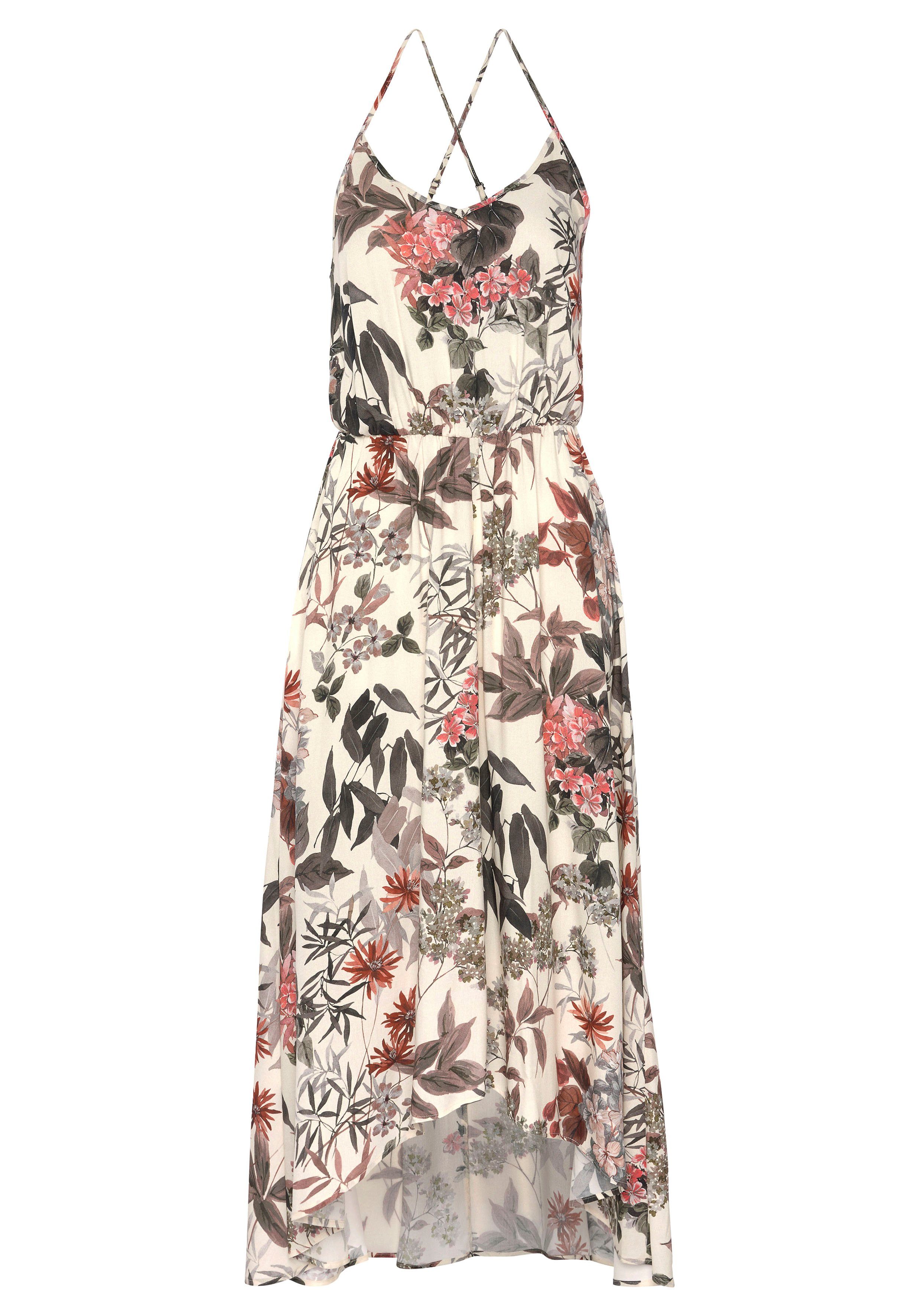 LASCANA Maxikleid mit Blumenprint, leichtes Sommerkleid im Vokuhila-Stil, S günstig online kaufen